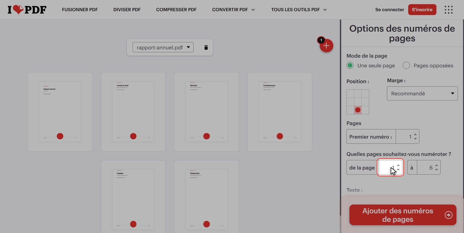 Laissez la couverture sans numéro — Comment numéroter les pages d’un PDF