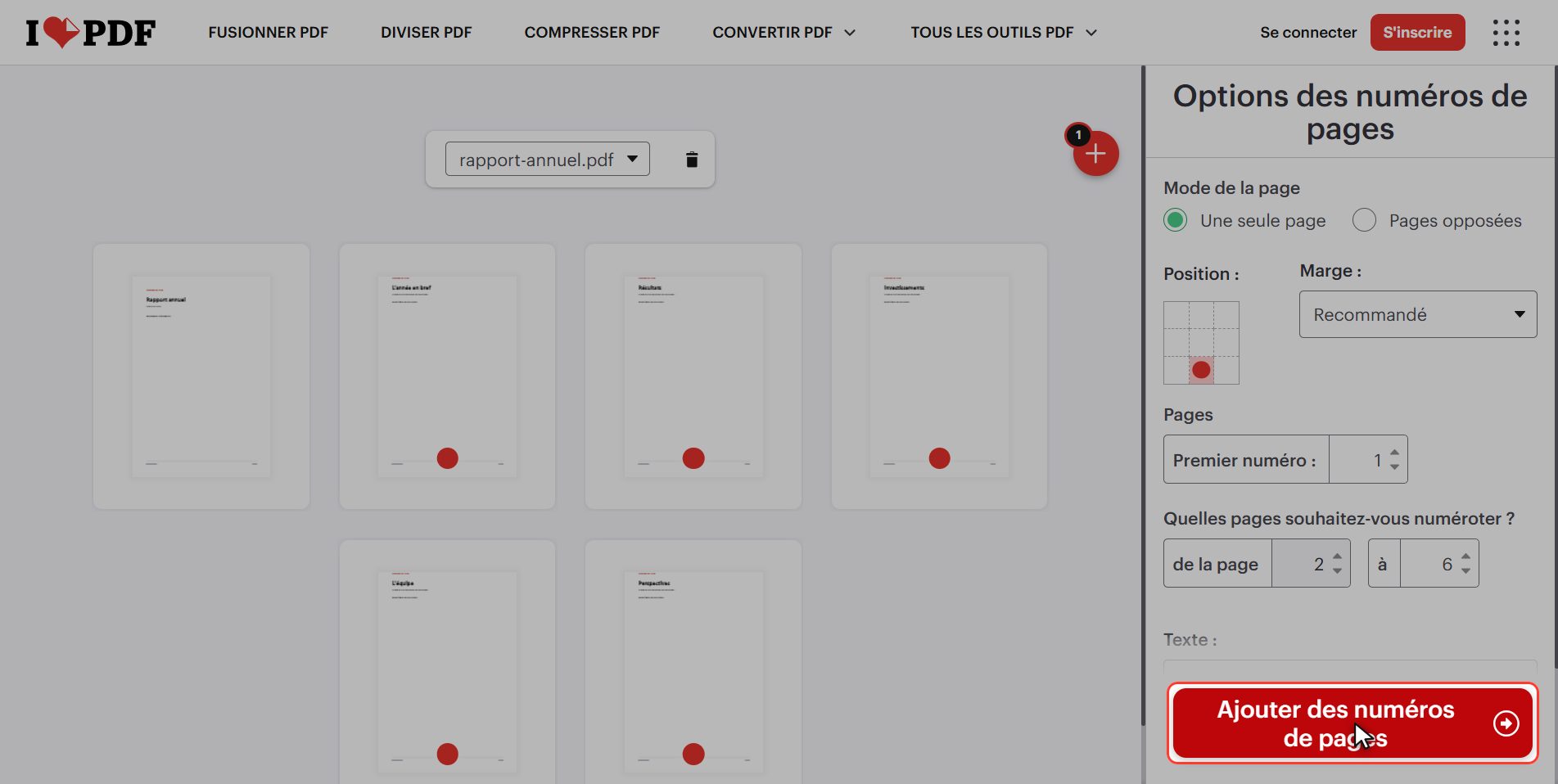 Cliquez sur "Ajouter des numéros" — Comment numéroter les pages d’un PDF