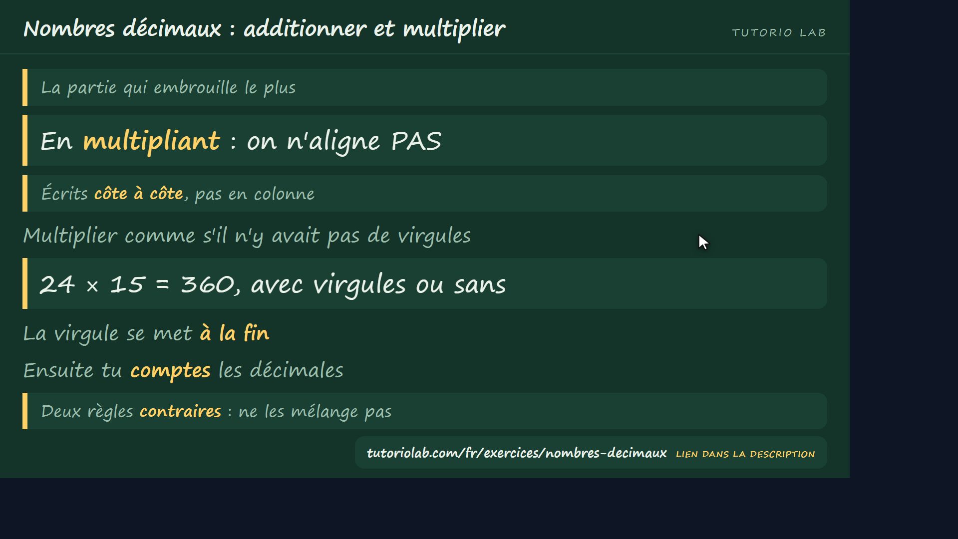 Multiplier : la règle contraire — Nombres décimaux : additionner et multiplier