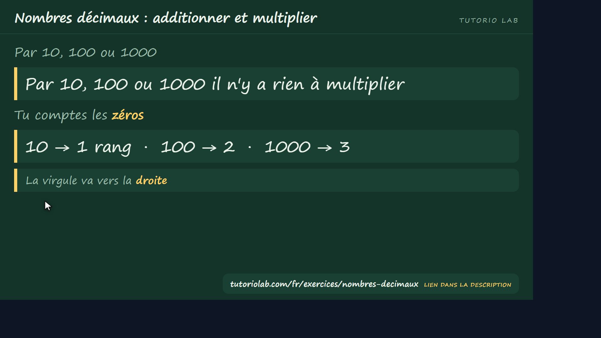 Le raccourci du 10 et du 100 — Nombres décimaux : additionner et multiplier