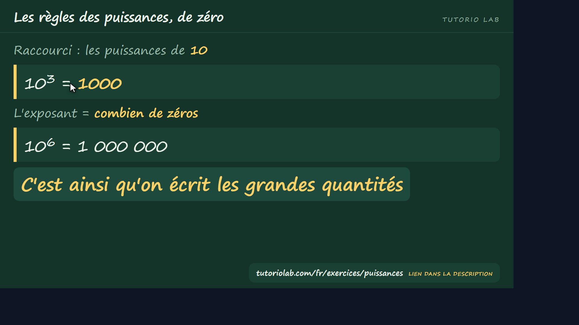 Les puissances de 10 — Les règles des puissances, de zéro