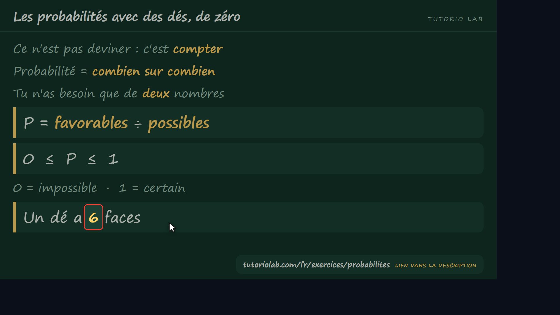 Ce qu'est une probabilité — Les probabilités avec des dés, de zéro