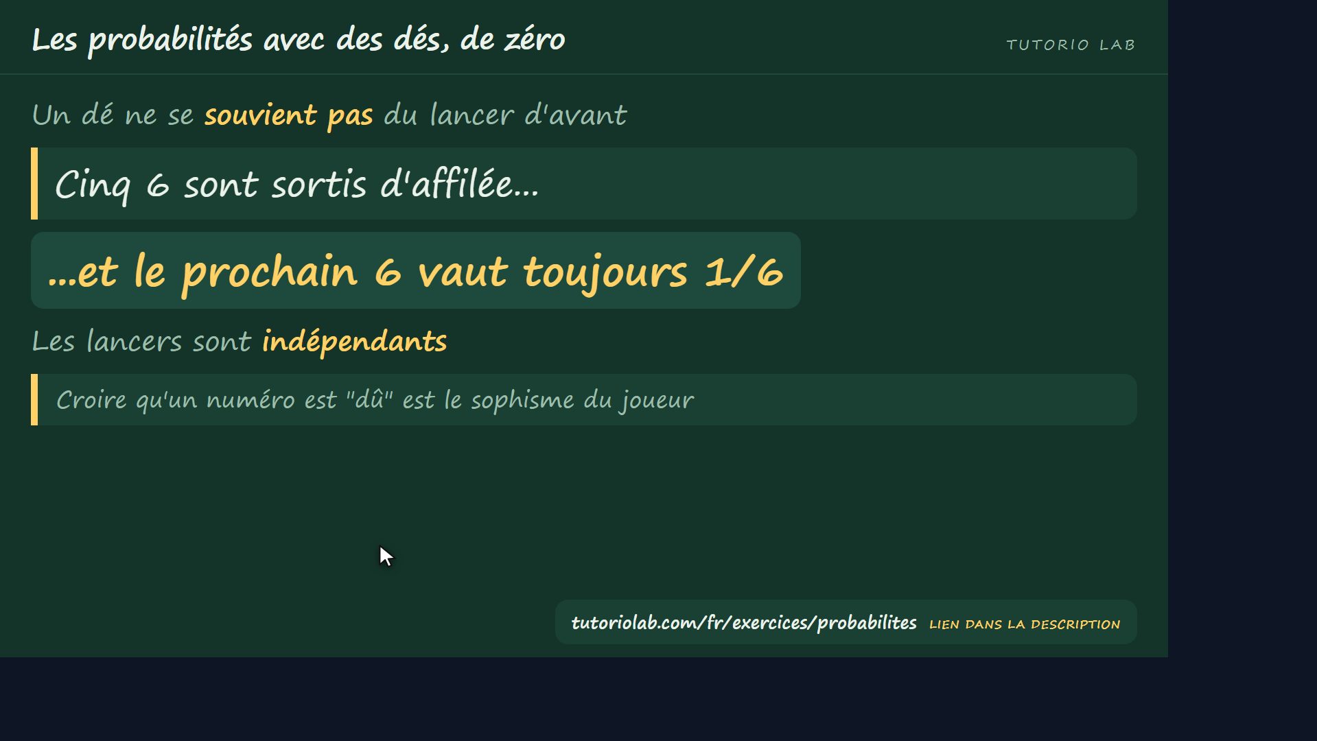 Un dé n'a pas de mémoire — Les probabilités avec des dés, de zéro