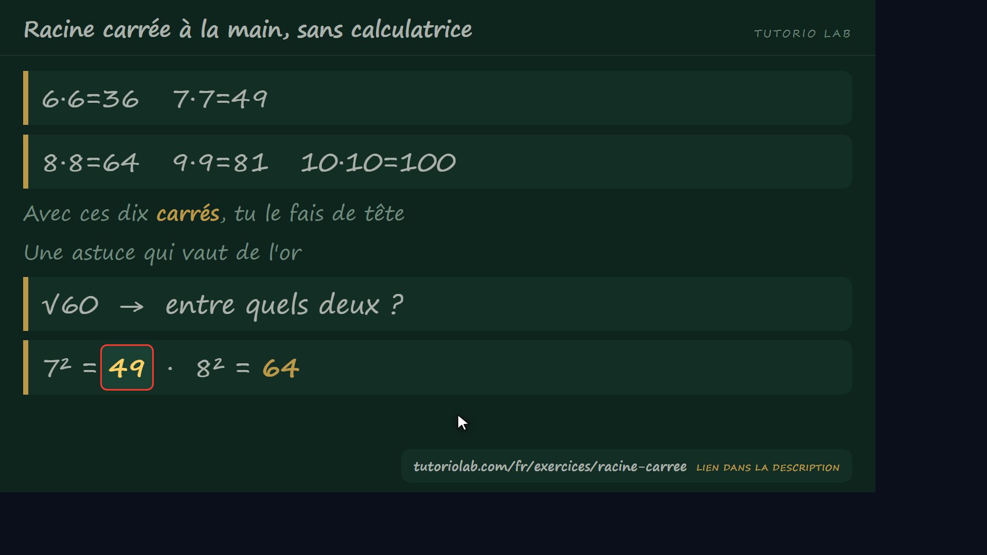L'astuce de tête — Racine carrée à la main, sans calculatrice