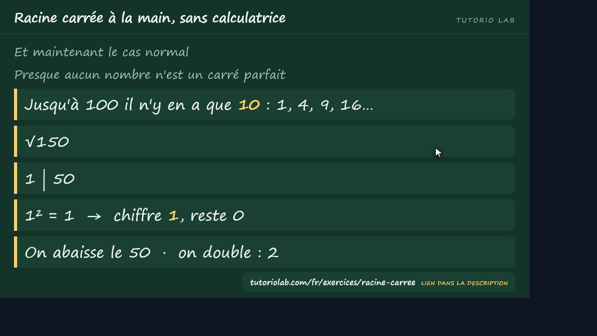 Quand elle n'est pas exacte — Racine carrée à la main, sans calculatrice