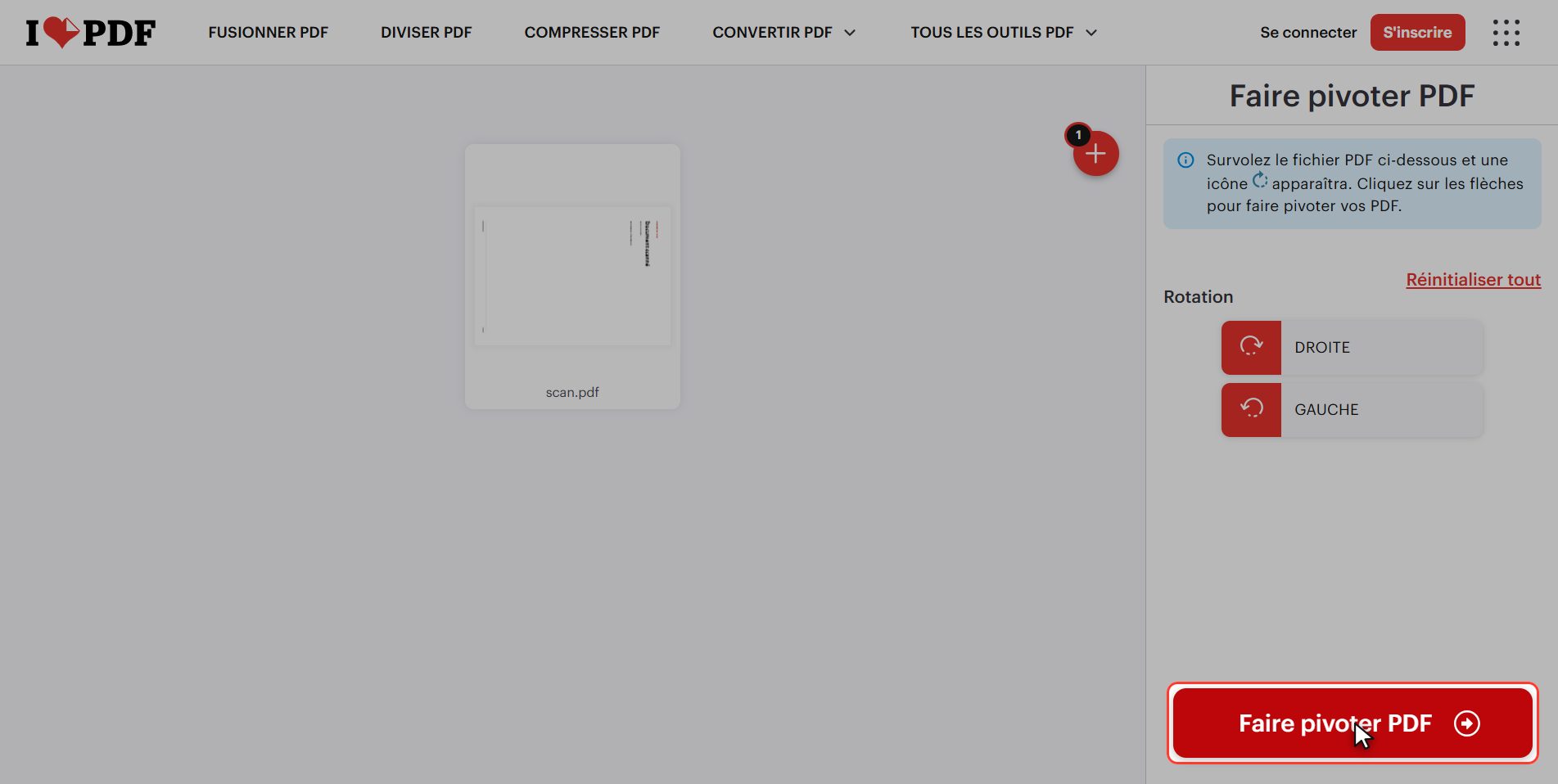 Clique "Faire pivoter PDF" — Faire pivoter un PDF pour de bon