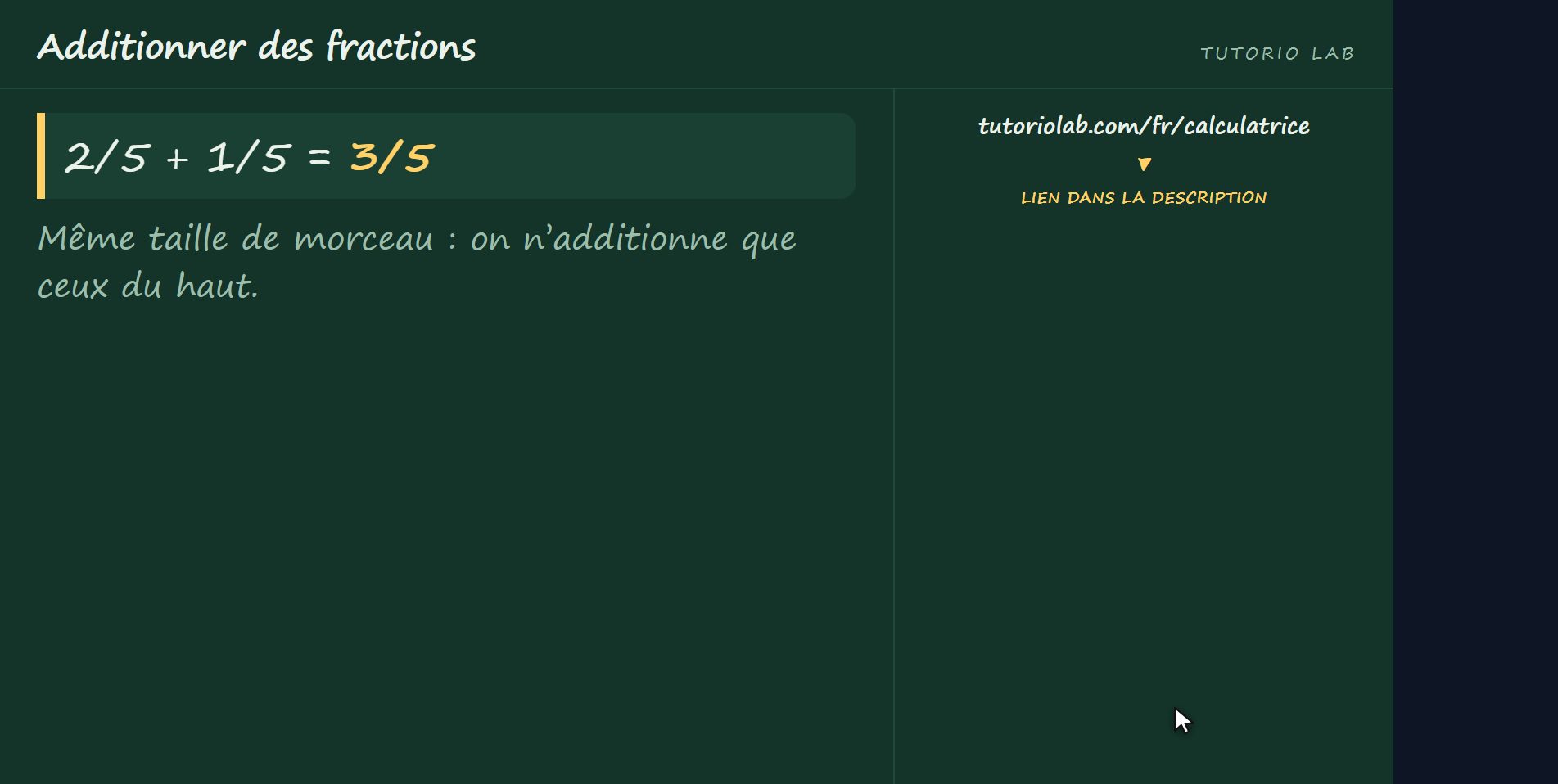 Avec le même nombre en bas — Additionner des fractions