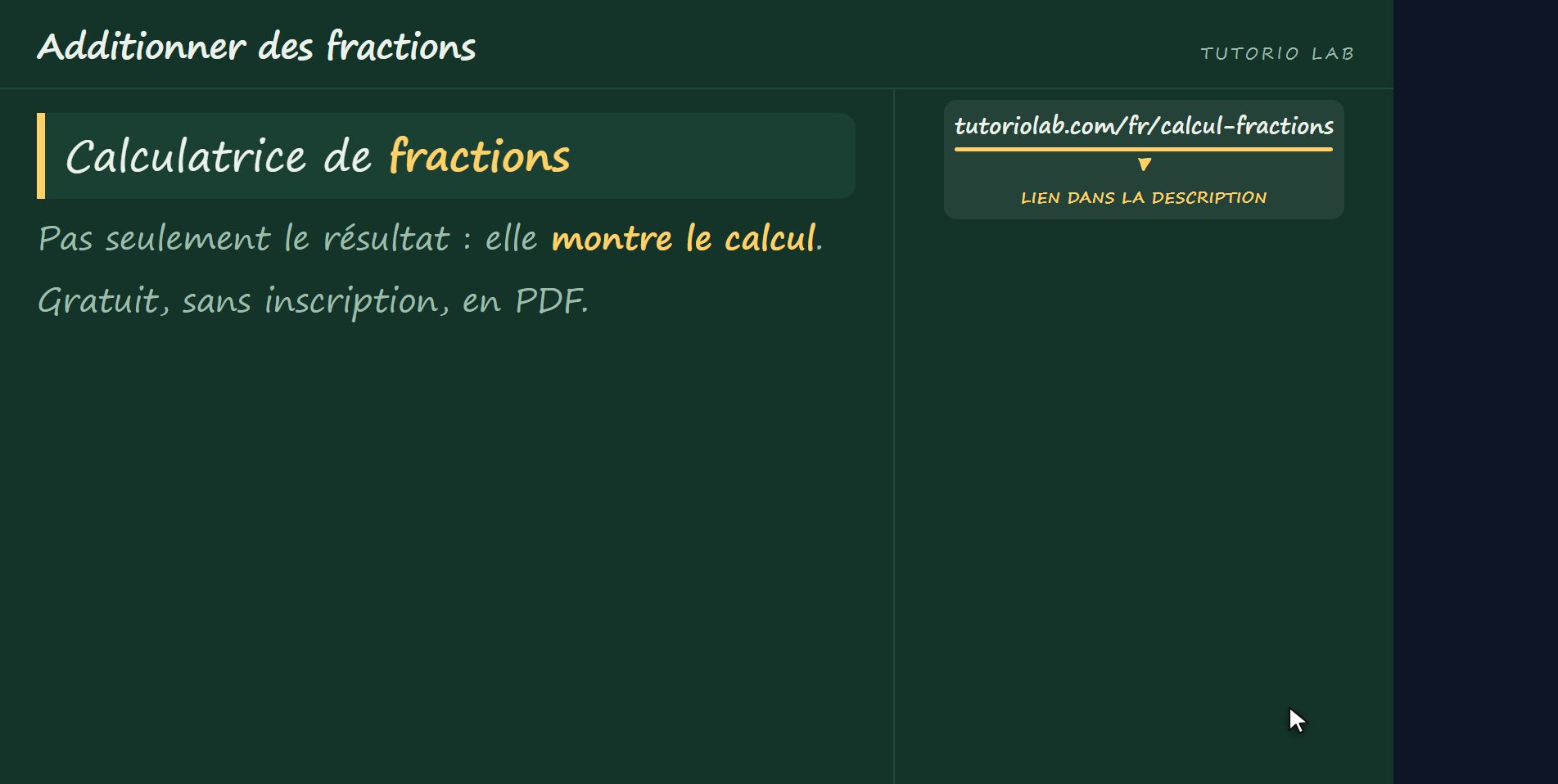 Le site le calcule pour toi — Additionner des fractions
