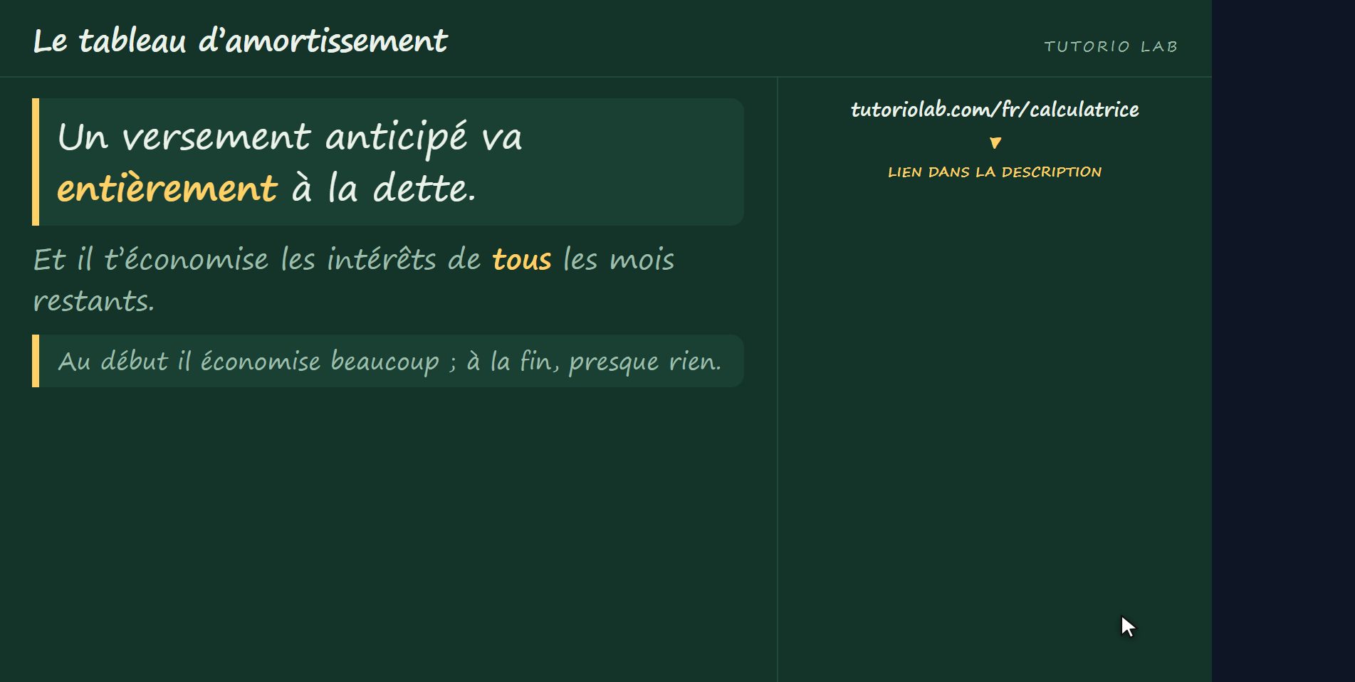 Si tu rembourses plus tôt — Le tableau d’amortissement