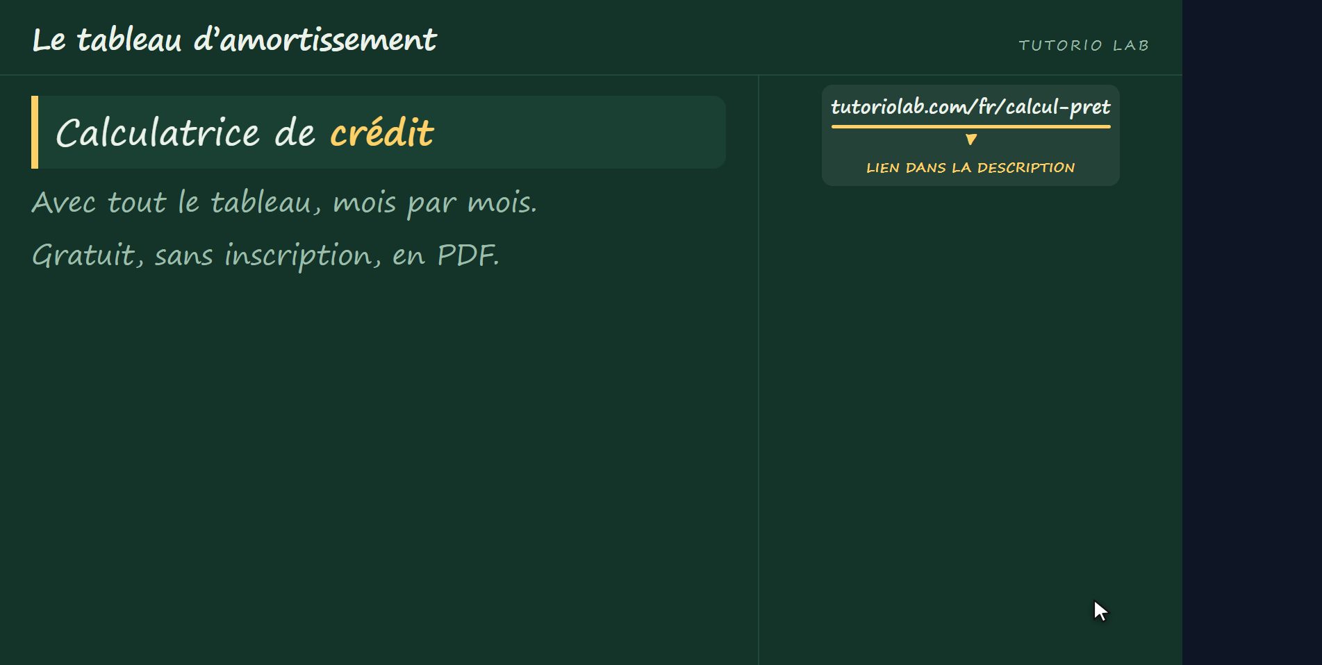 Le site le calcule — Le tableau d’amortissement