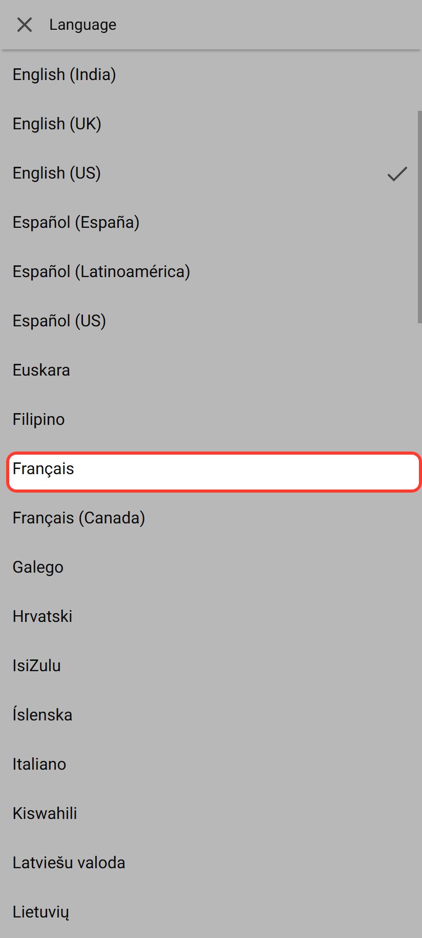 Choisissez Français
