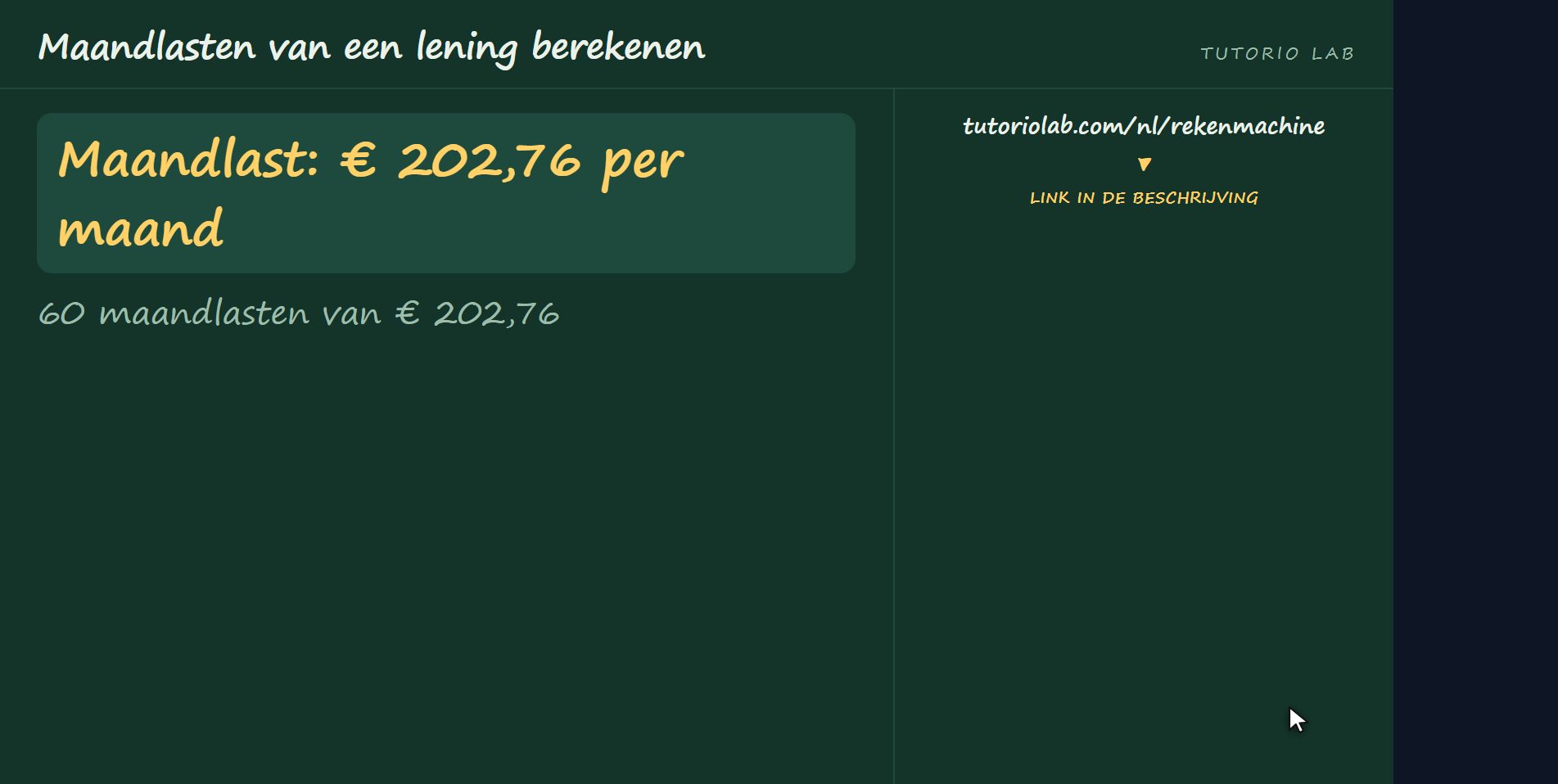 De maandlast — Maandlasten van een lening berekenen