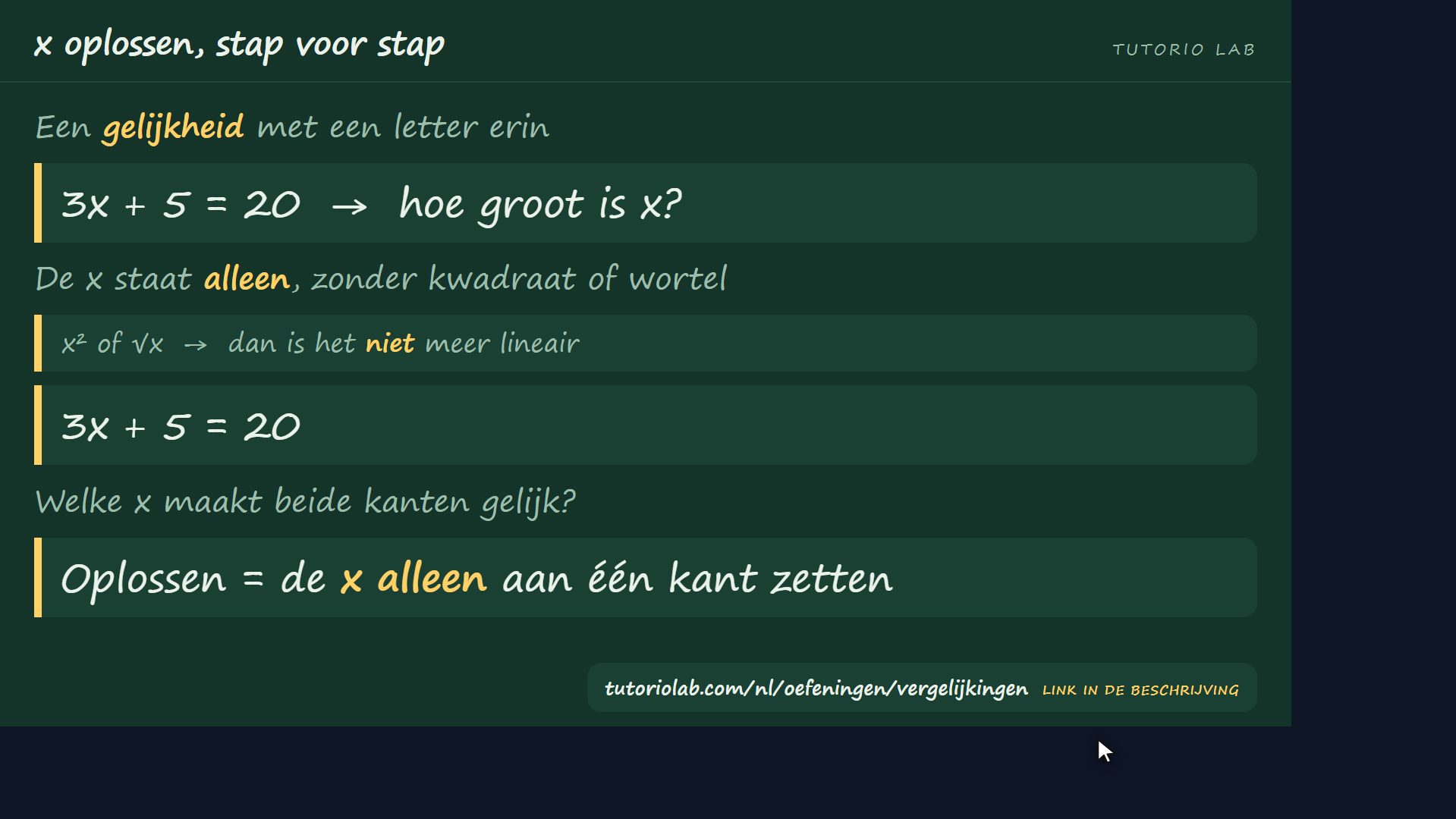 Wat het is en wat oplossen betekent — x oplossen, stap voor stap