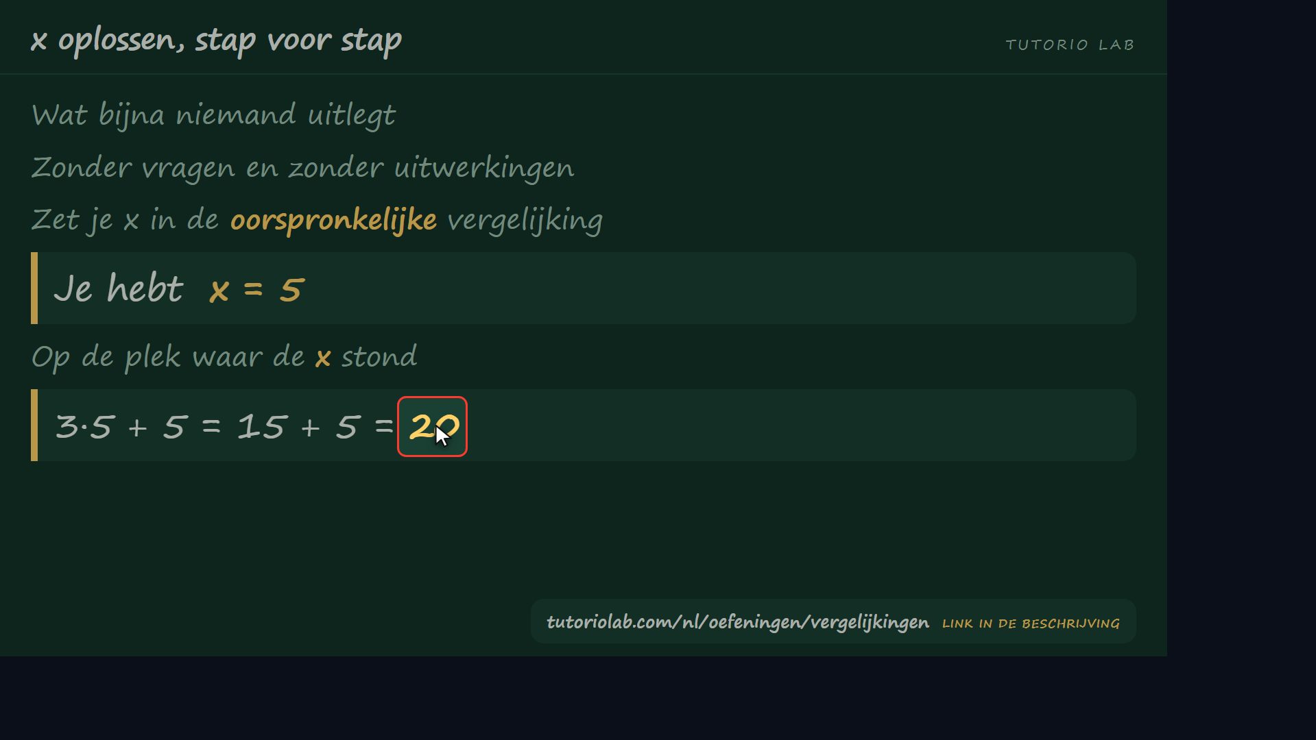 Zelf controleren — x oplossen, stap voor stap