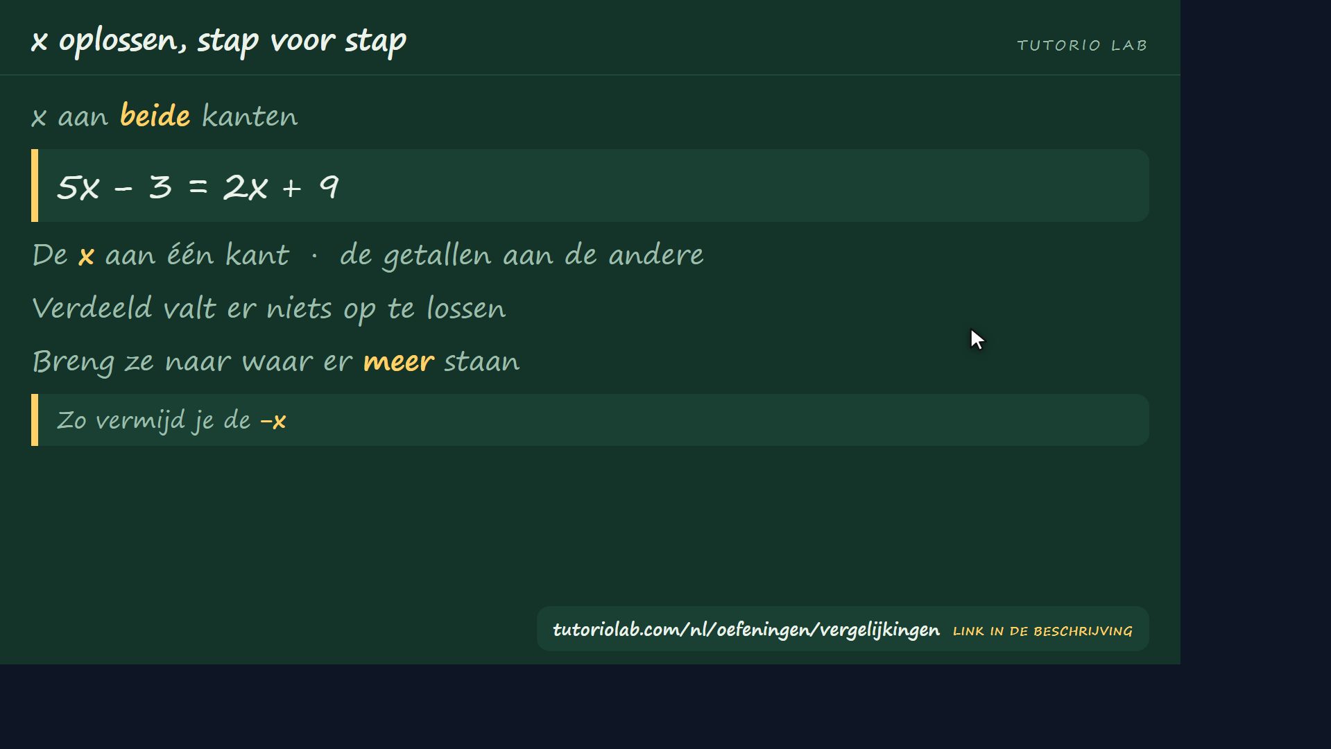 x aan beide kanten — x oplossen, stap voor stap