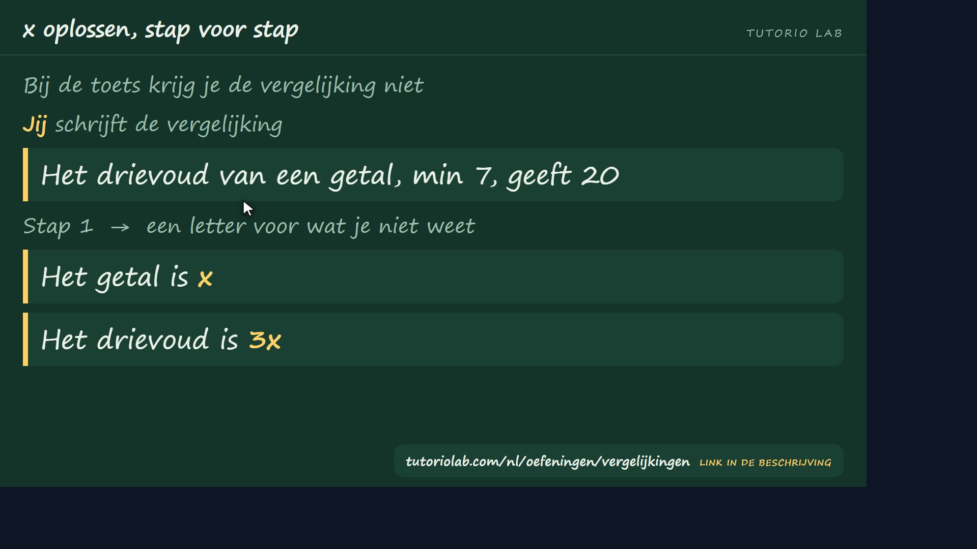 Een verhaaltjessom — x oplossen, stap voor stap