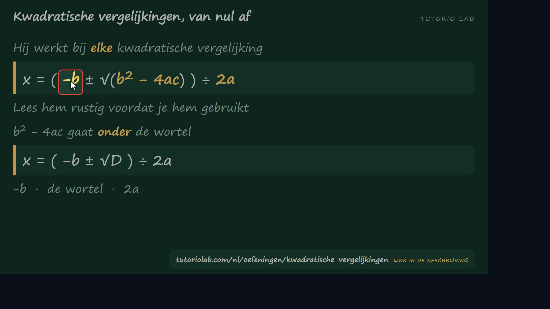 De abc-formule — Kwadratische vergelijkingen, van nul af