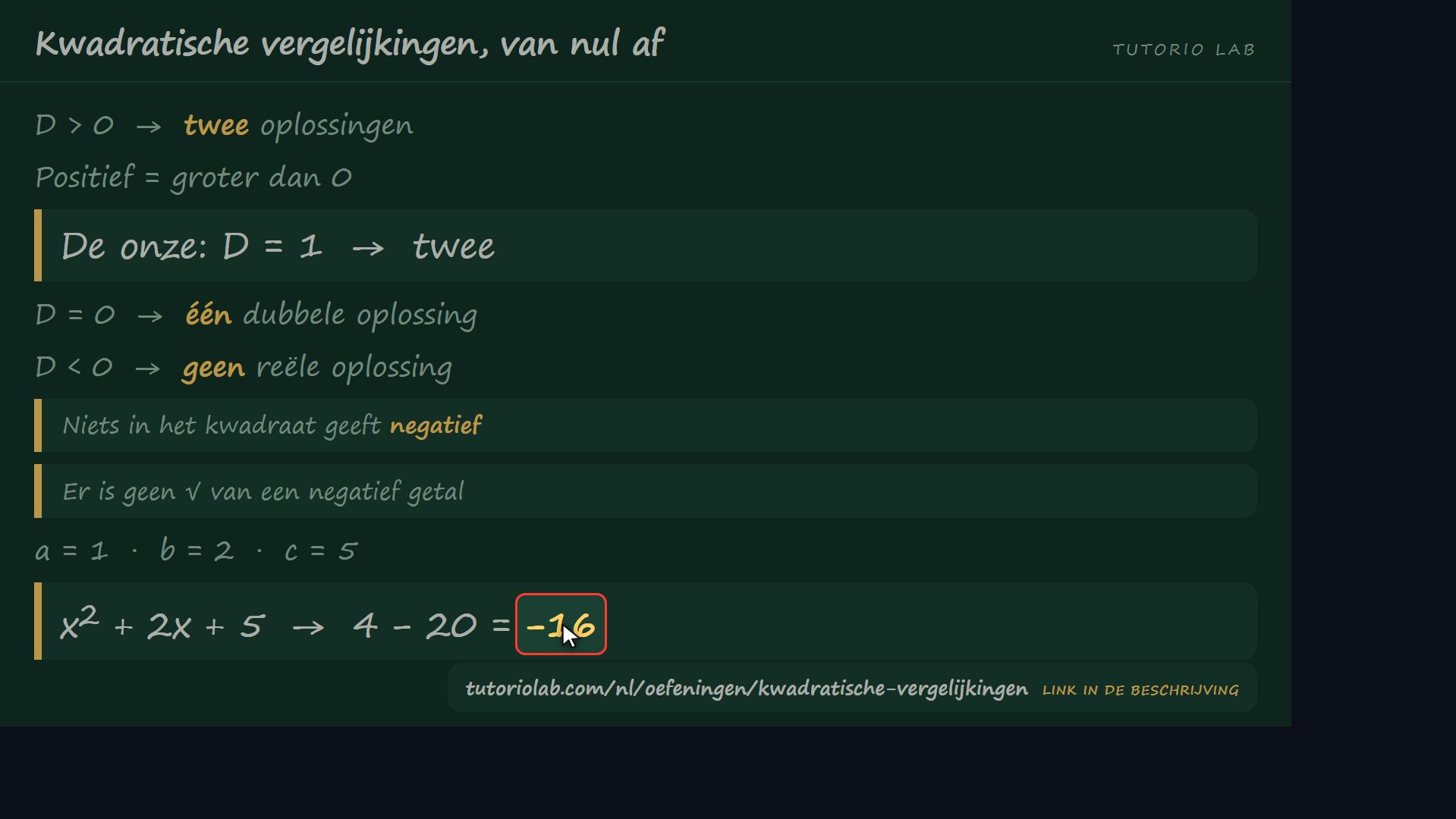 De drie gevallen — Kwadratische vergelijkingen, van nul af