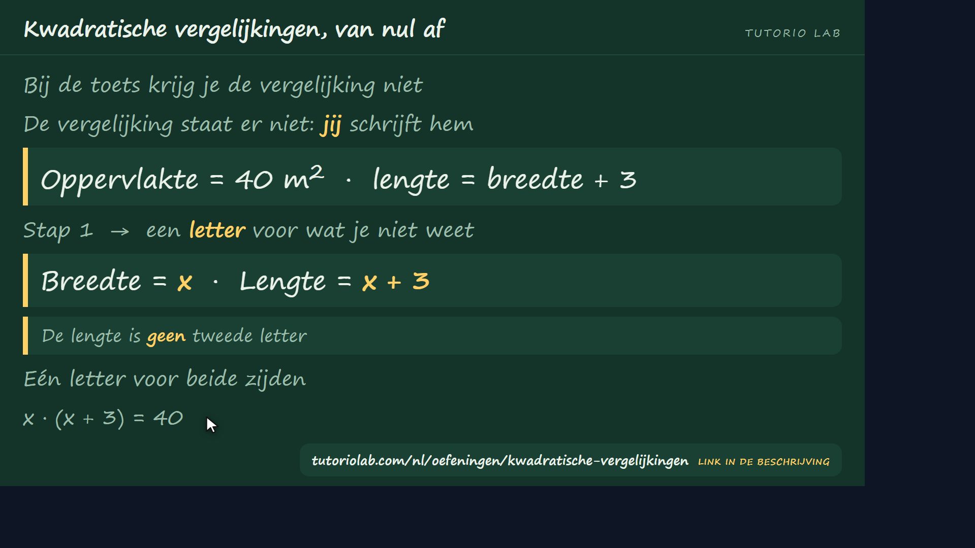 Een verhaaltjessom — Kwadratische vergelijkingen, van nul af