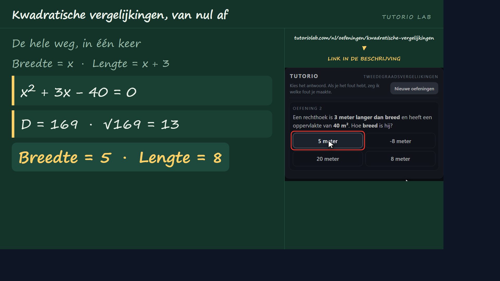 Oefening 2, stap voor stap — Kwadratische vergelijkingen, van nul af