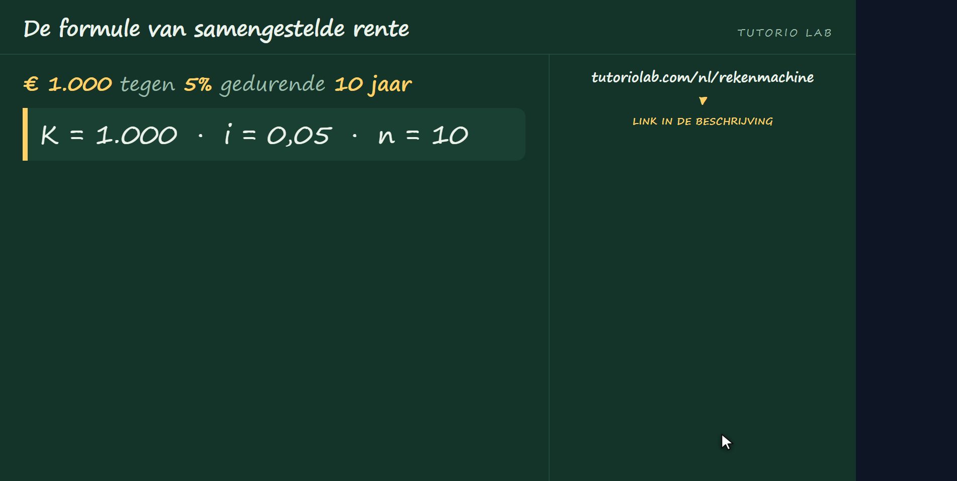 Het voorbeeld — De formule van samengestelde rente