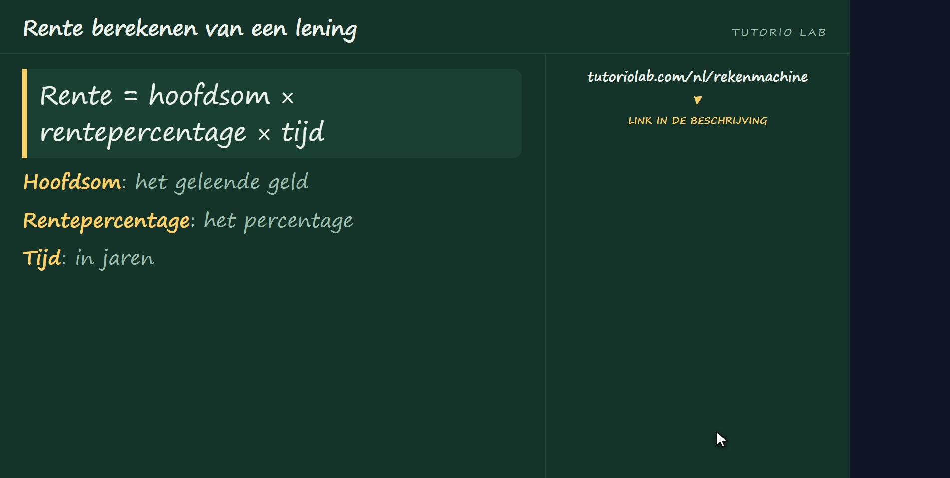 De formule — Rente berekenen van een lening