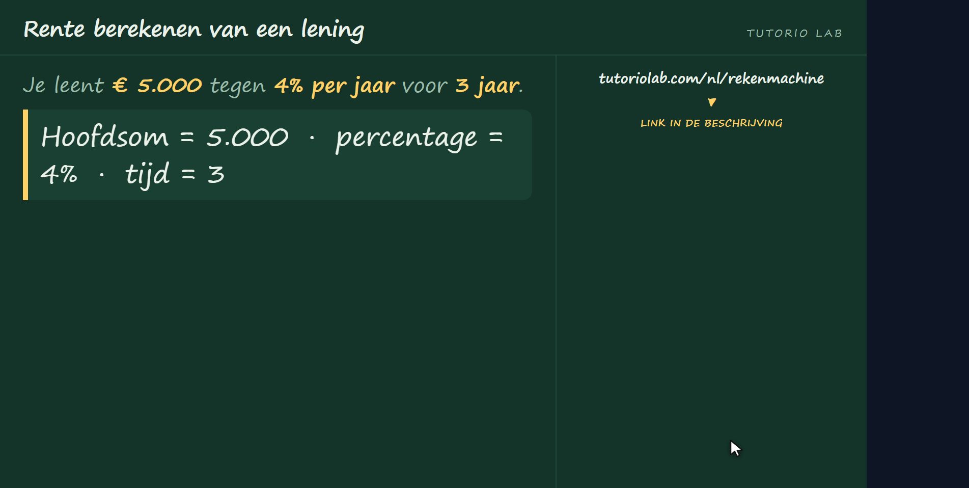 Het voorbeeld — Rente berekenen van een lening