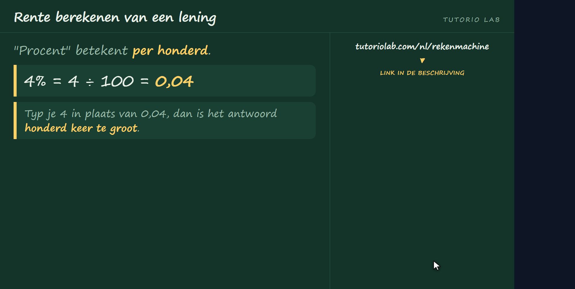 Het percentage moet om — Rente berekenen van een lening