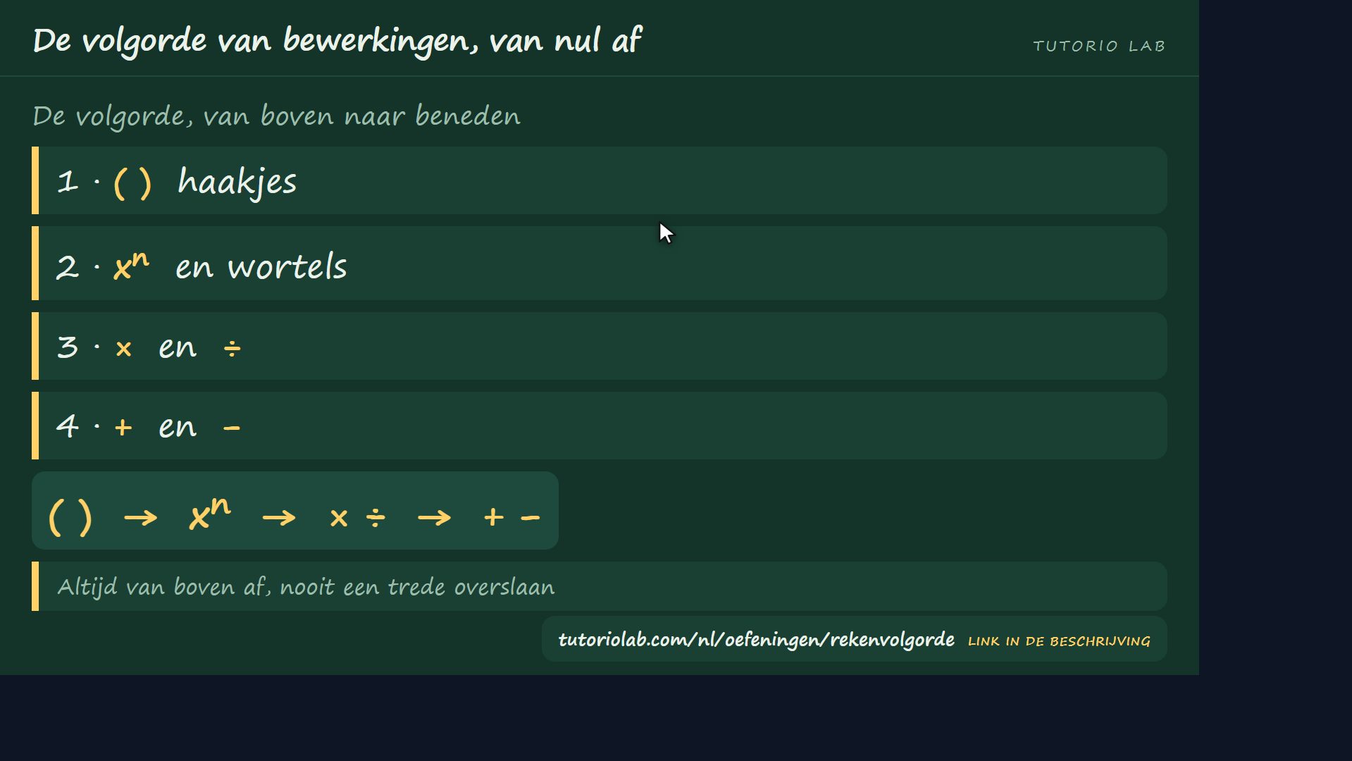 De trap met vier treden — De volgorde van bewerkingen, van nul af
