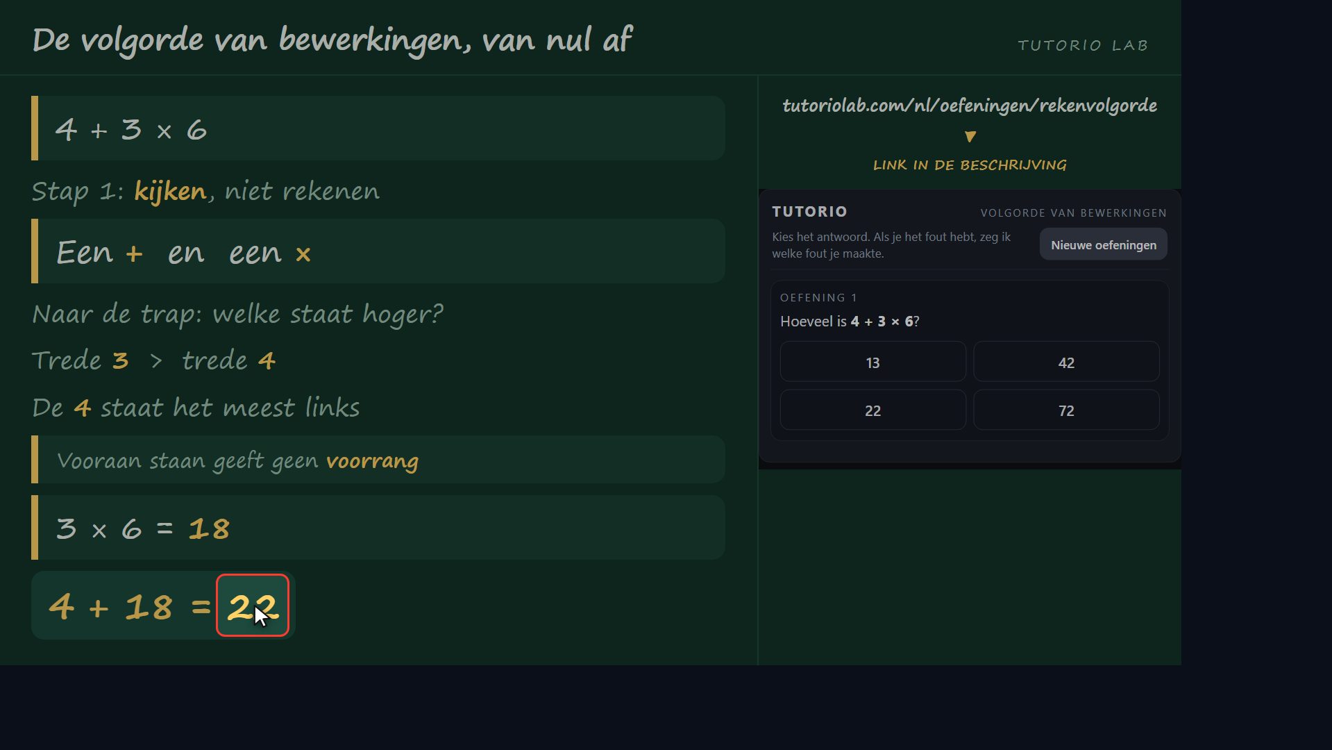Oefening 1, stap voor stap — De volgorde van bewerkingen, van nul af