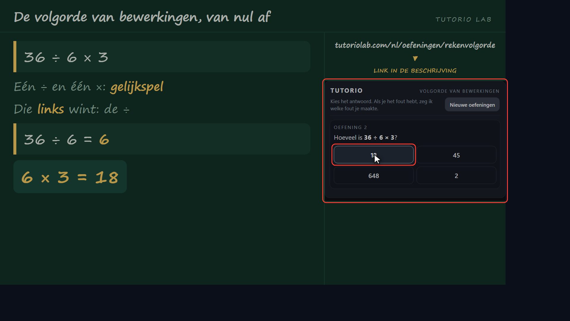 Oefening 2, stap voor stap — De volgorde van bewerkingen, van nul af