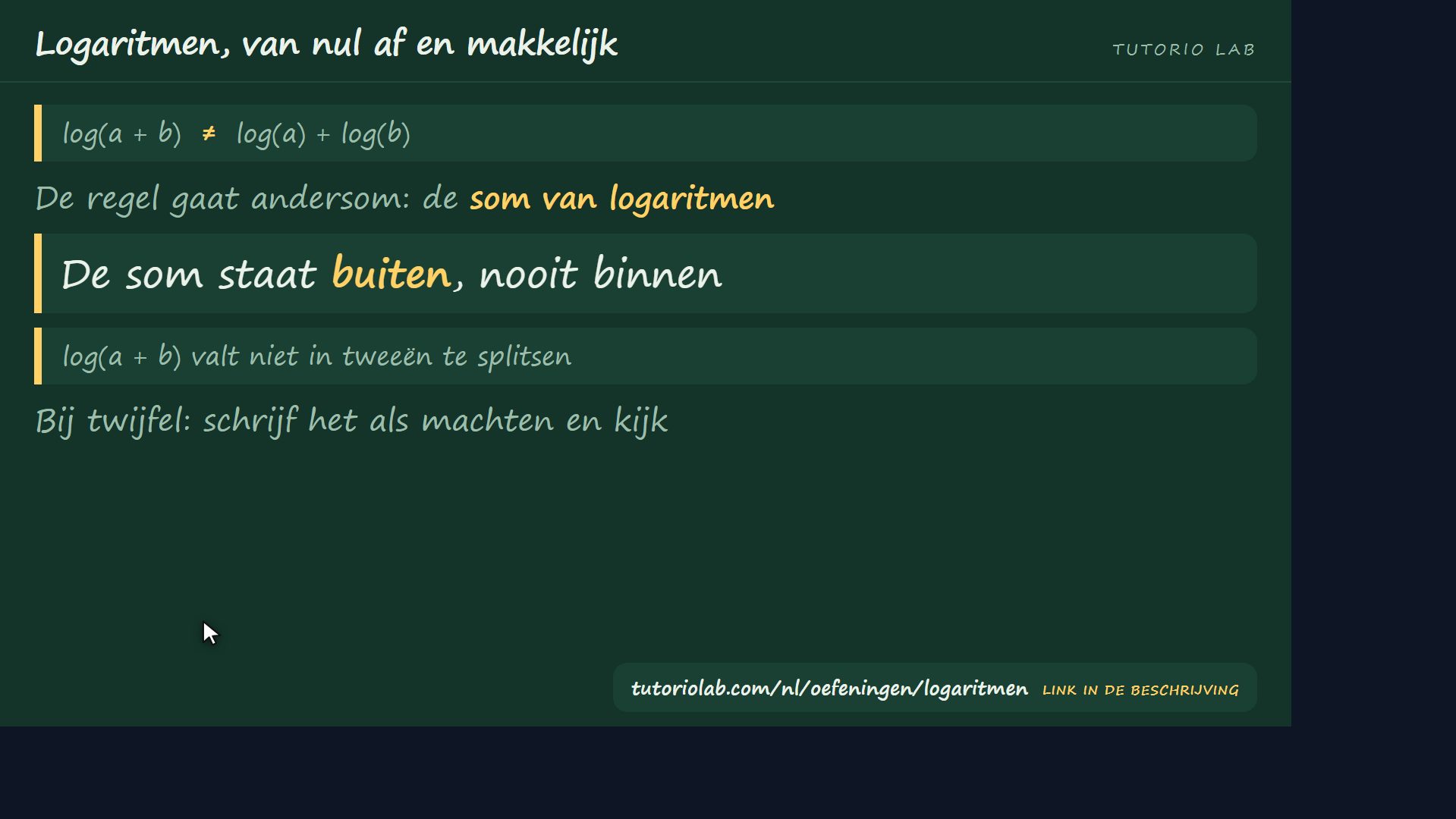 De duurste fout — Logaritmen, van nul af en makkelijk