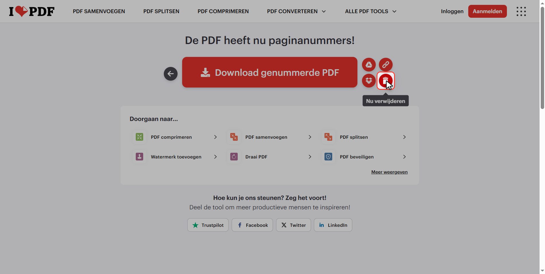 Wat er met je bestanden gebeurt — Paginanummers toevoegen aan een PDF