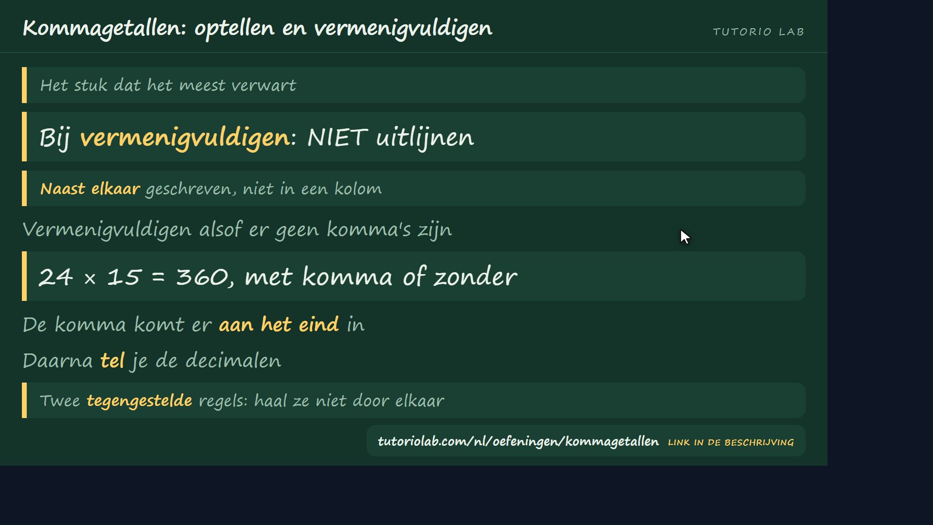 Vermenigvuldigen: de tegenregel — Kommagetallen: optellen en vermenigvuldigen
