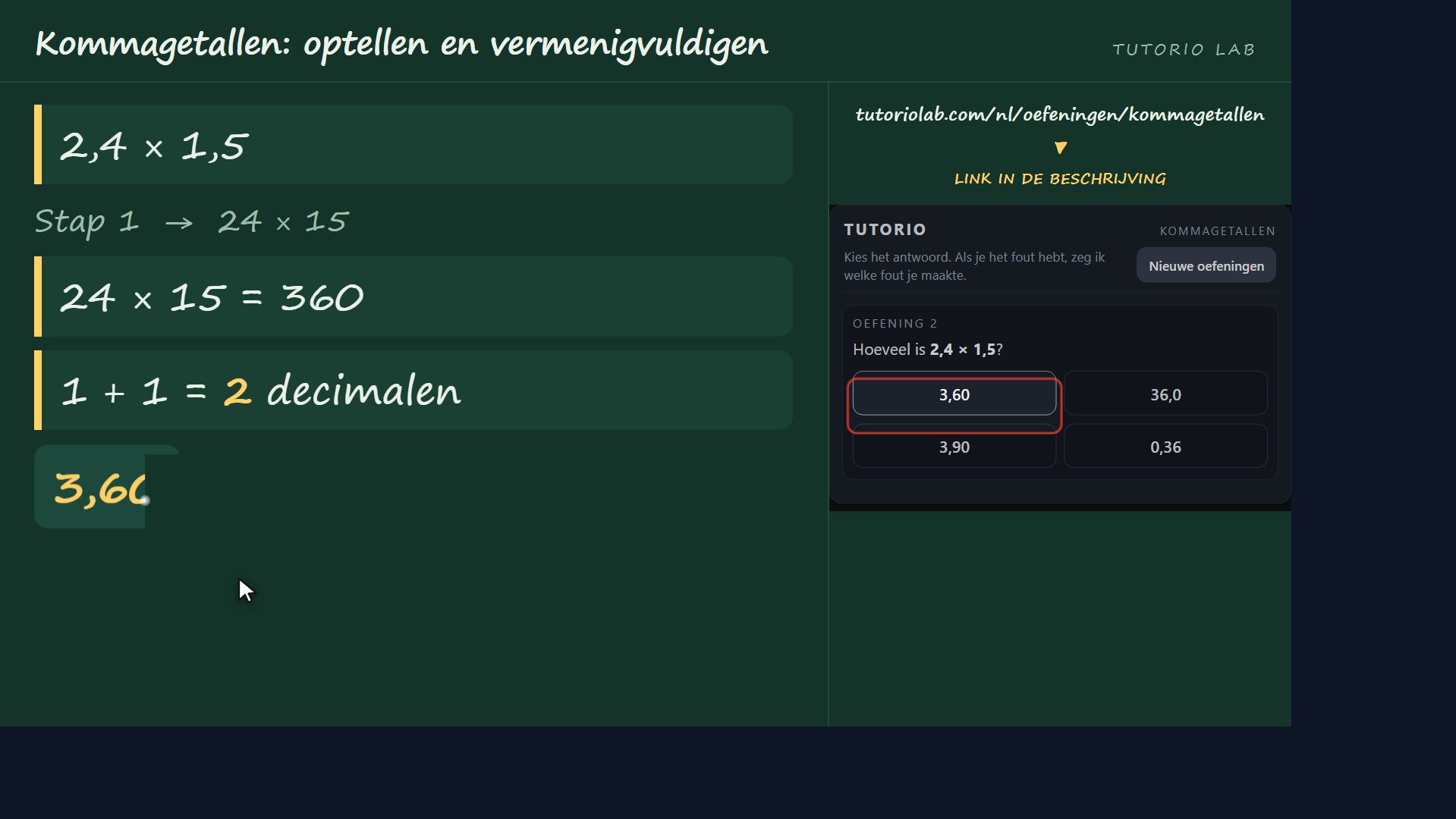 Oefening 2, stap voor stap — Kommagetallen: optellen en vermenigvuldigen