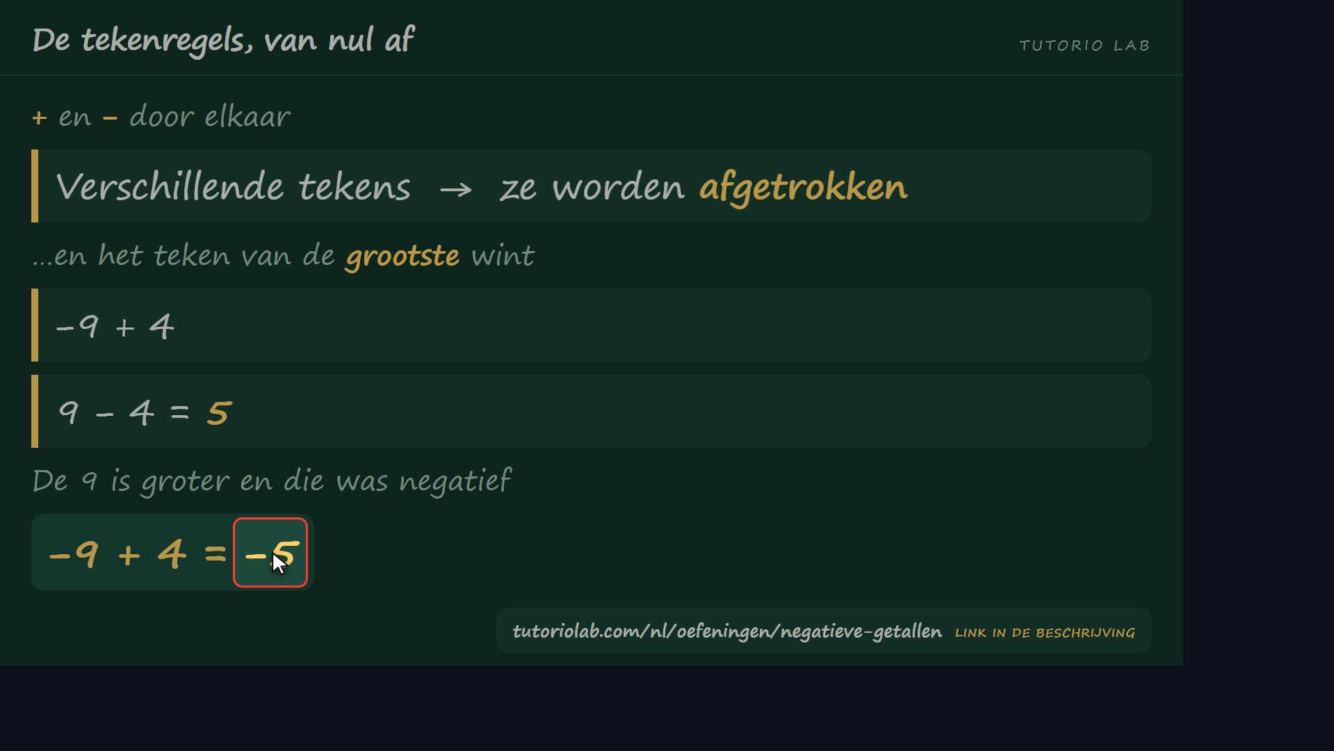Optellen: verschillende tekens — De tekenregels, van nul af