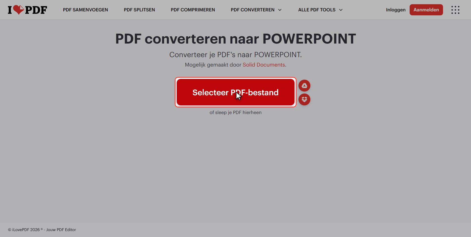 Upload je PDF — Een PDF omzetten naar PowerPoint