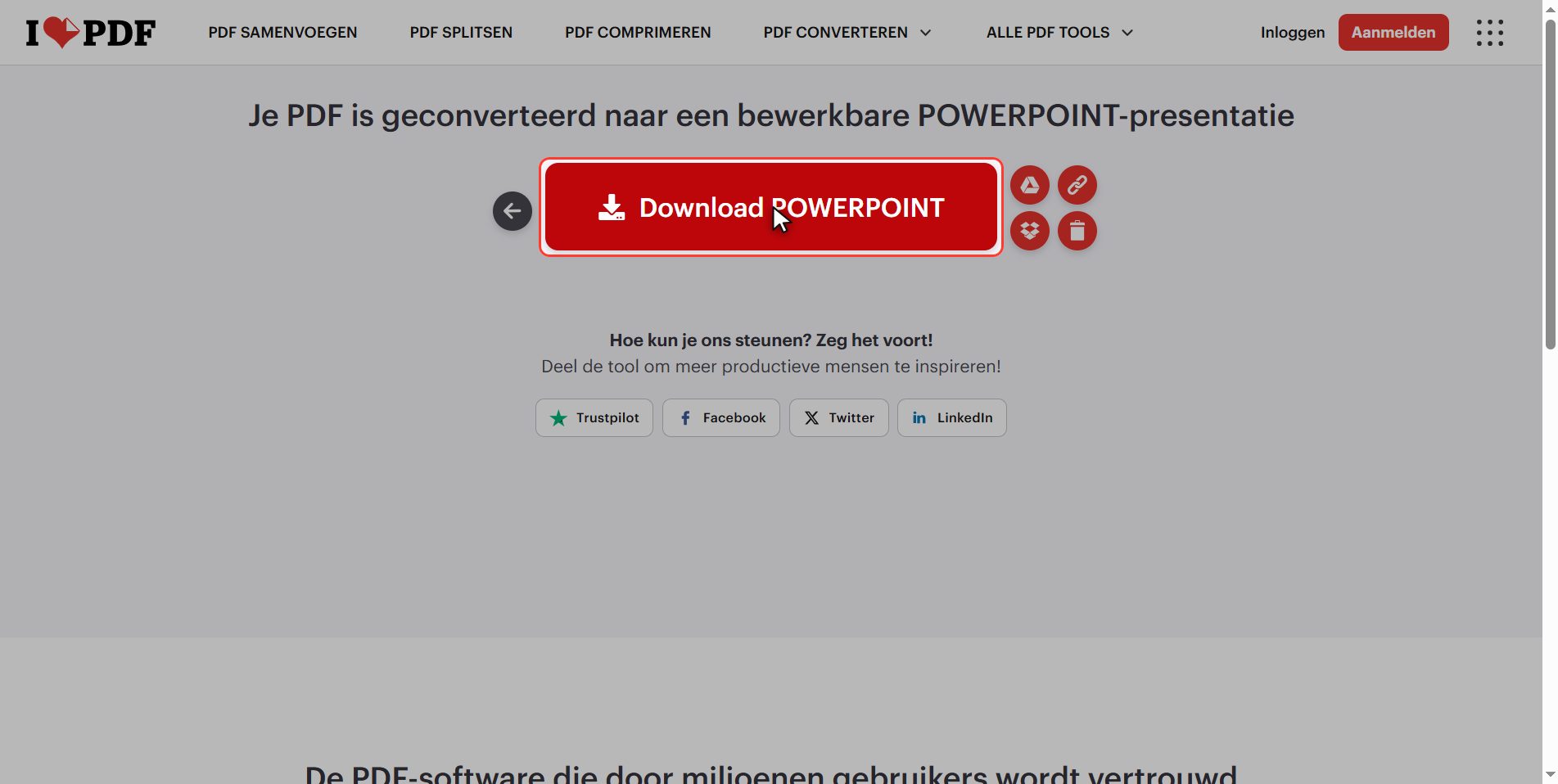 Download de PowerPoint — Een PDF omzetten naar PowerPoint