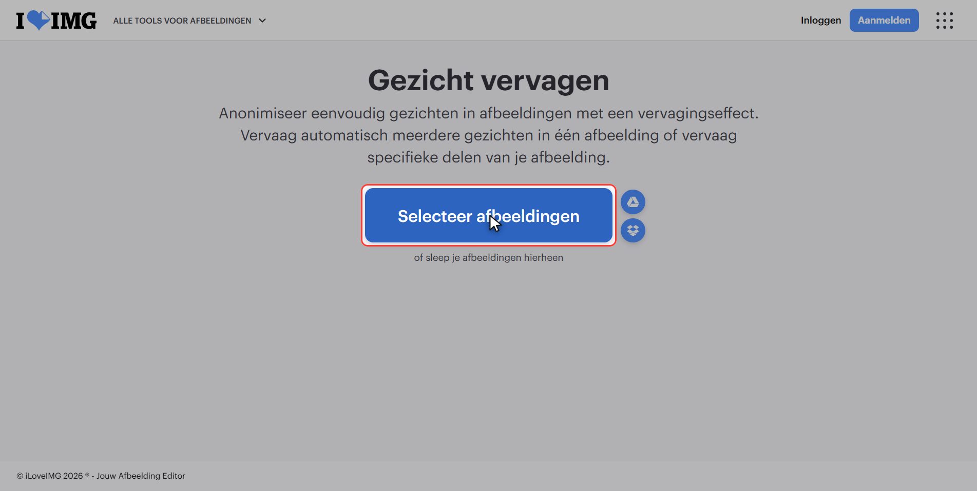 Upload je foto — Gezichten onherkenbaar maken voordat je een foto plaatst