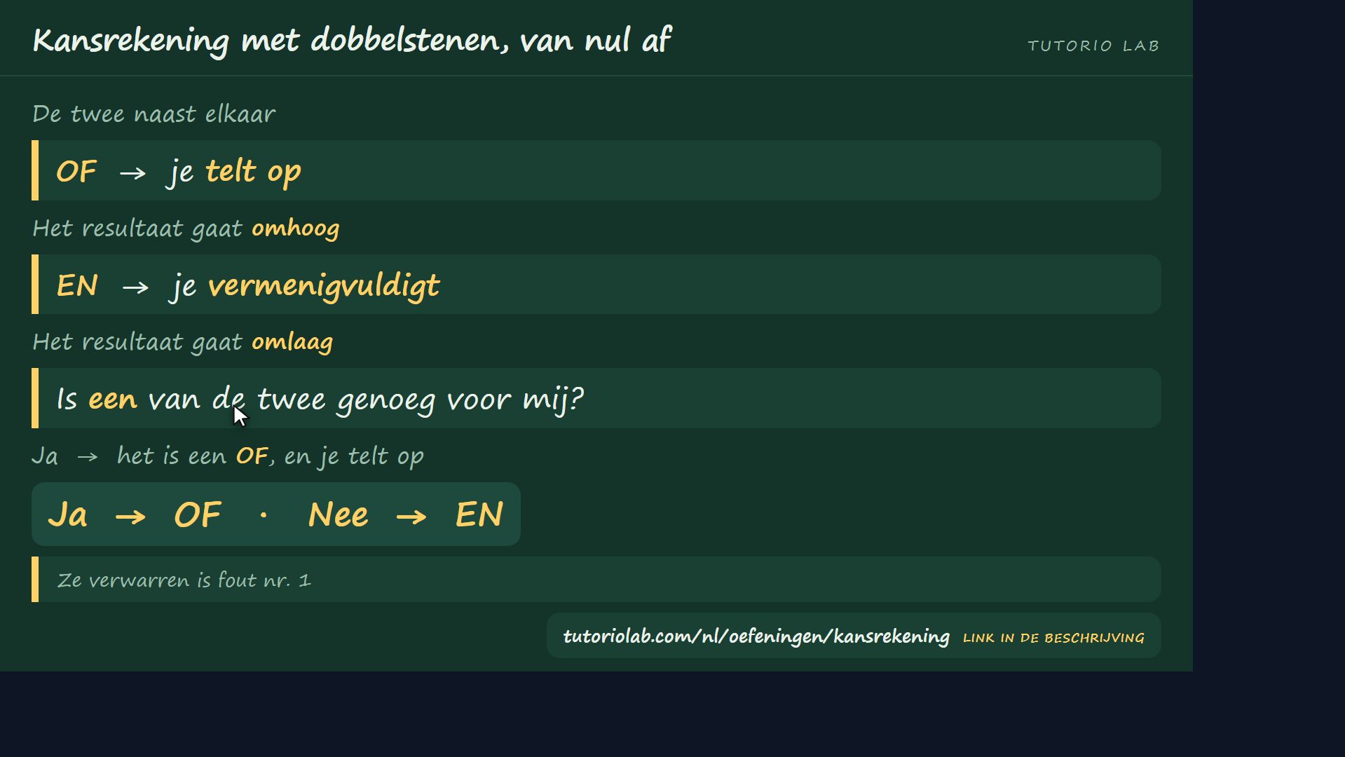 De twee naast elkaar — Kansrekening met dobbelstenen, van nul af