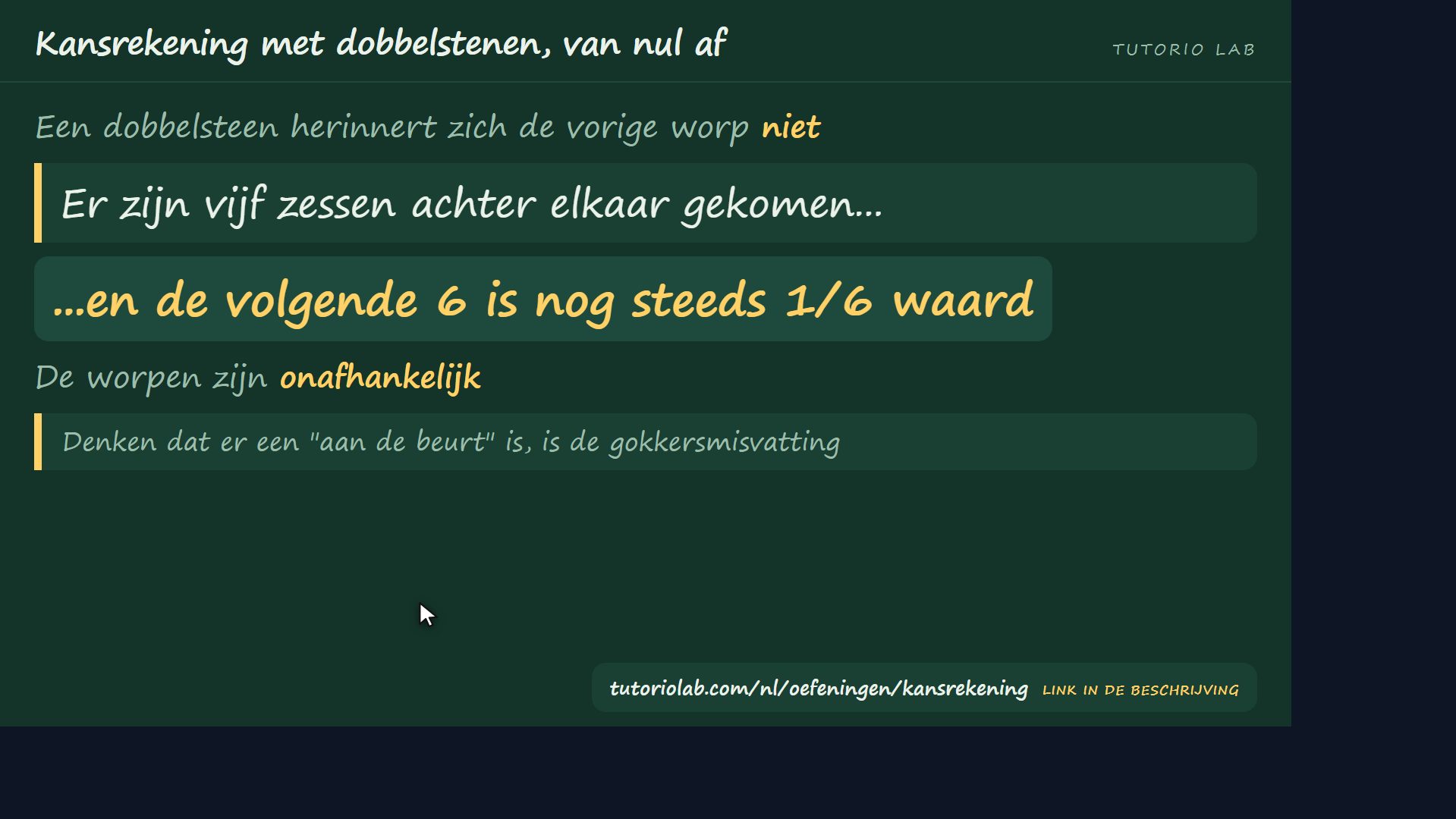 Een dobbelsteen heeft geen geheugen — Kansrekening met dobbelstenen, van nul af