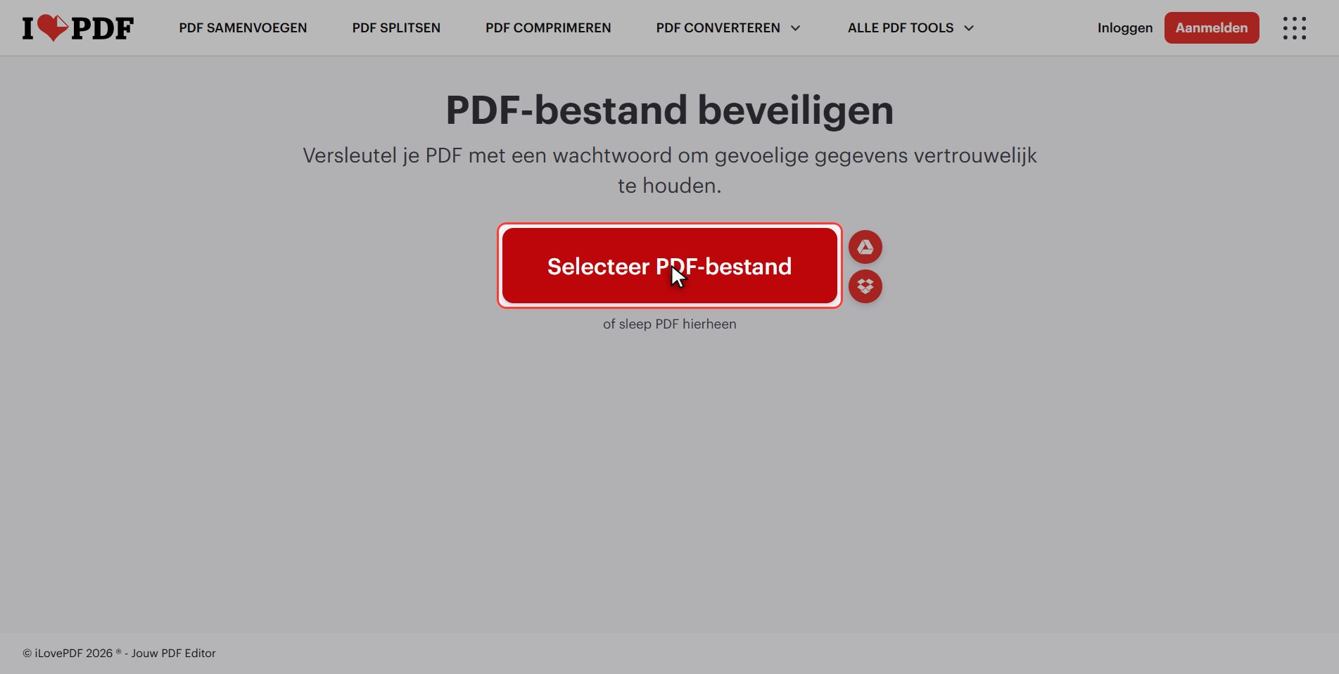 Upload je document — Een PDF met een wachtwoord beveiligen
