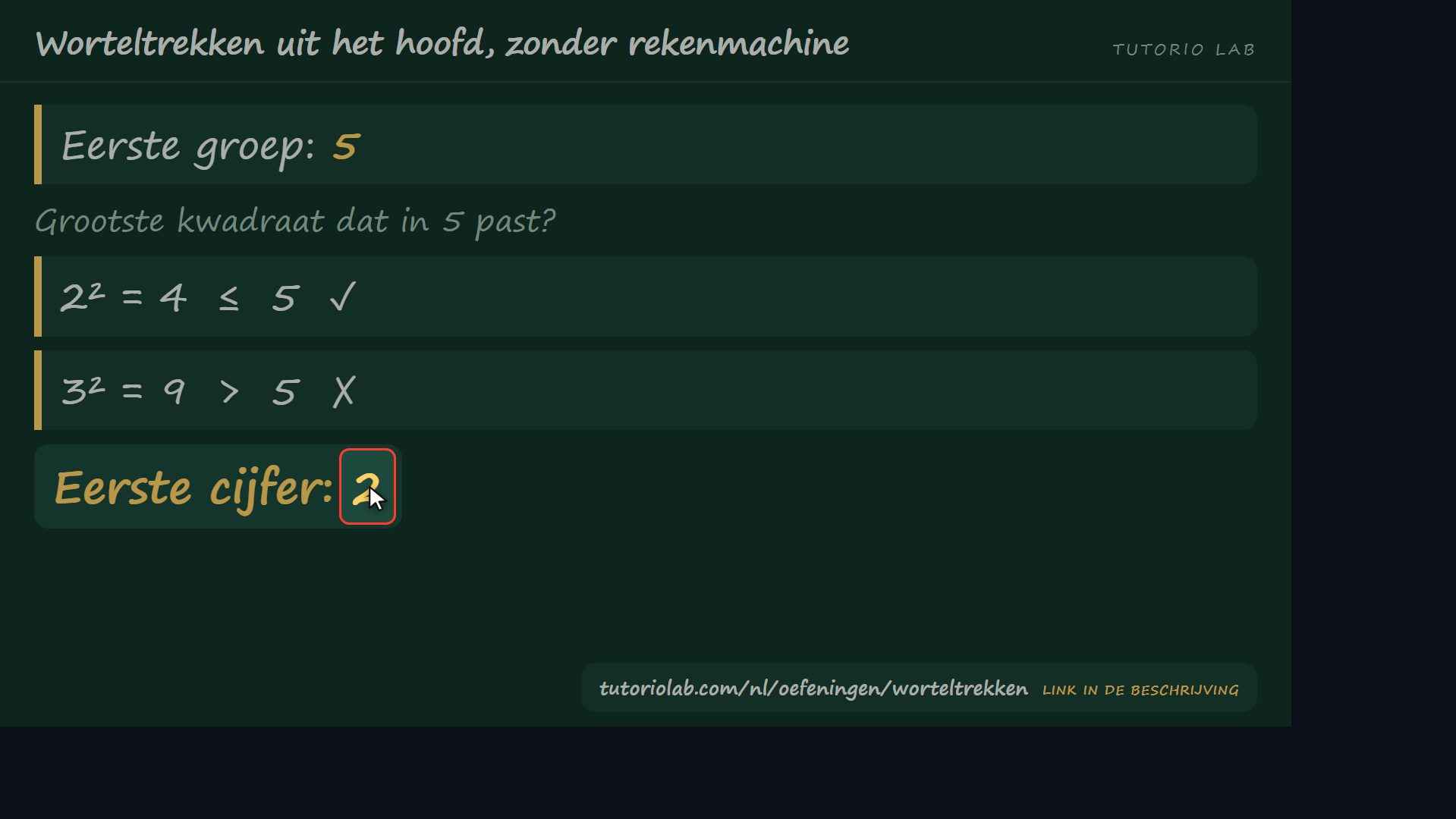 Het eerste cijfer — Worteltrekken uit het hoofd, zonder rekenmachine