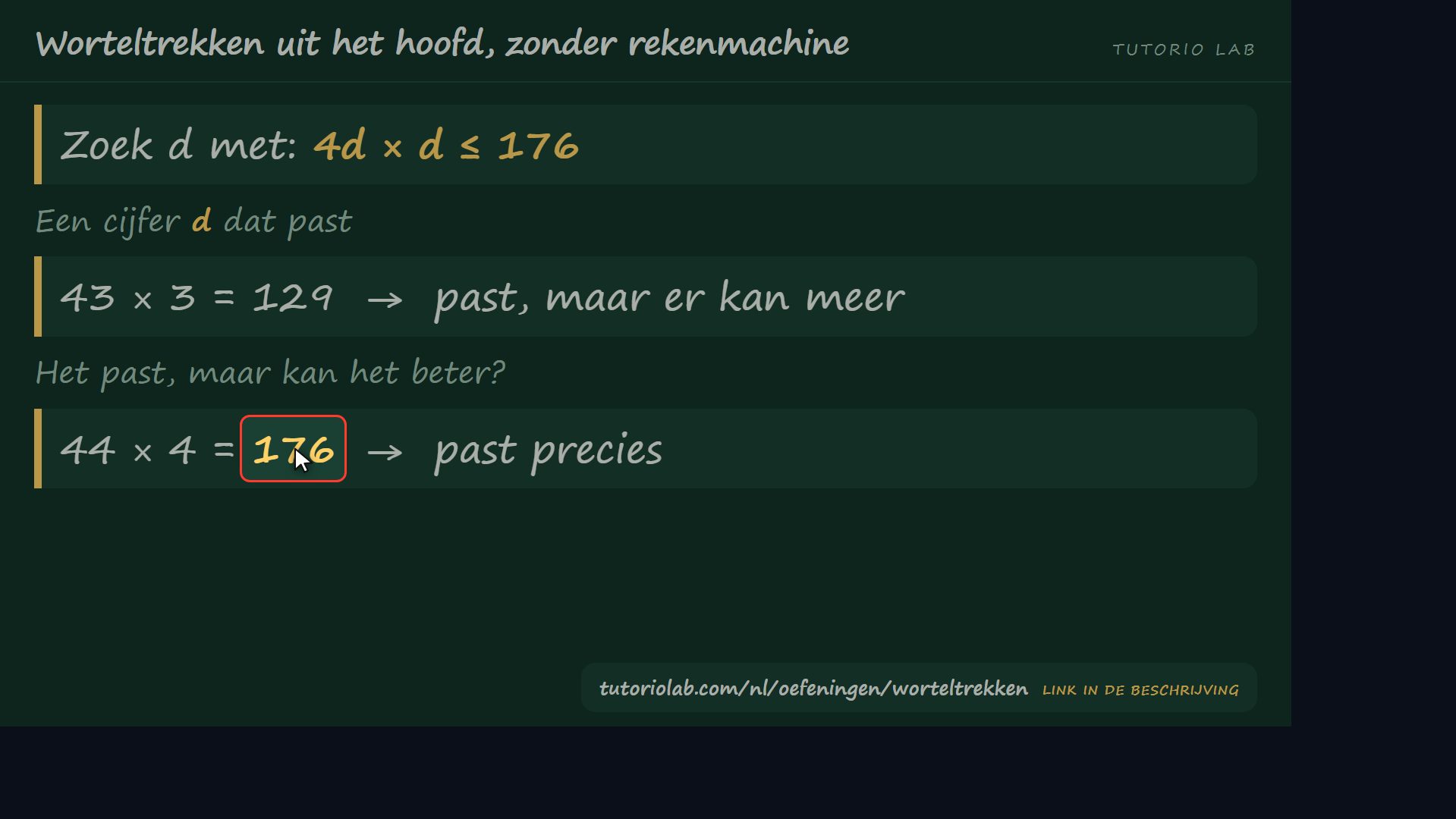 Het tweede cijfer — Worteltrekken uit het hoofd, zonder rekenmachine