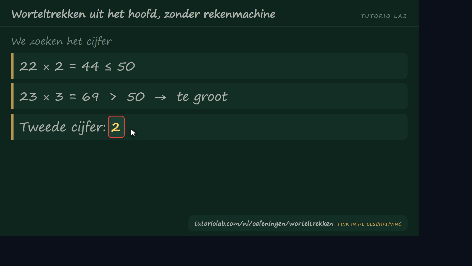 Het gehele deel — Worteltrekken uit het hoofd, zonder rekenmachine