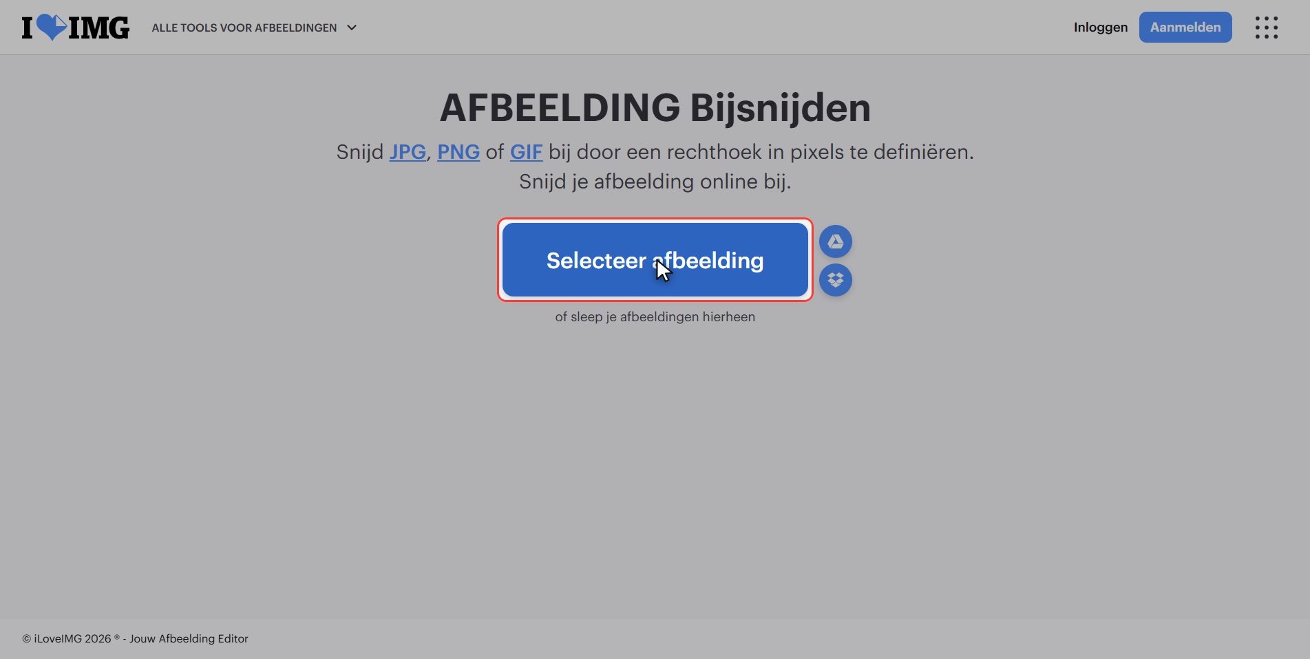 Upload je foto — Een afbeelding bijsnijden