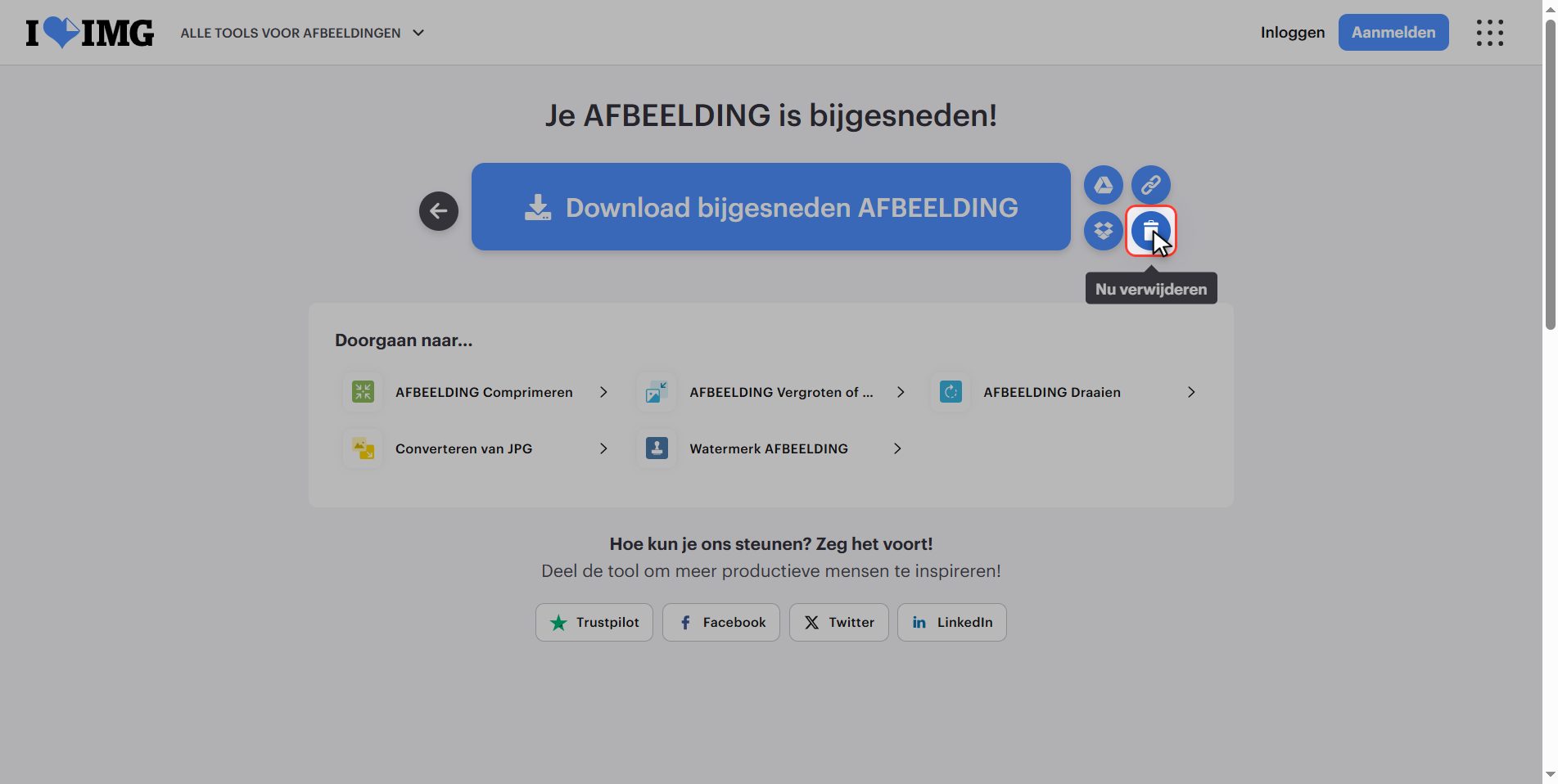 Wat er met je bestanden gebeurt — Een afbeelding bijsnijden