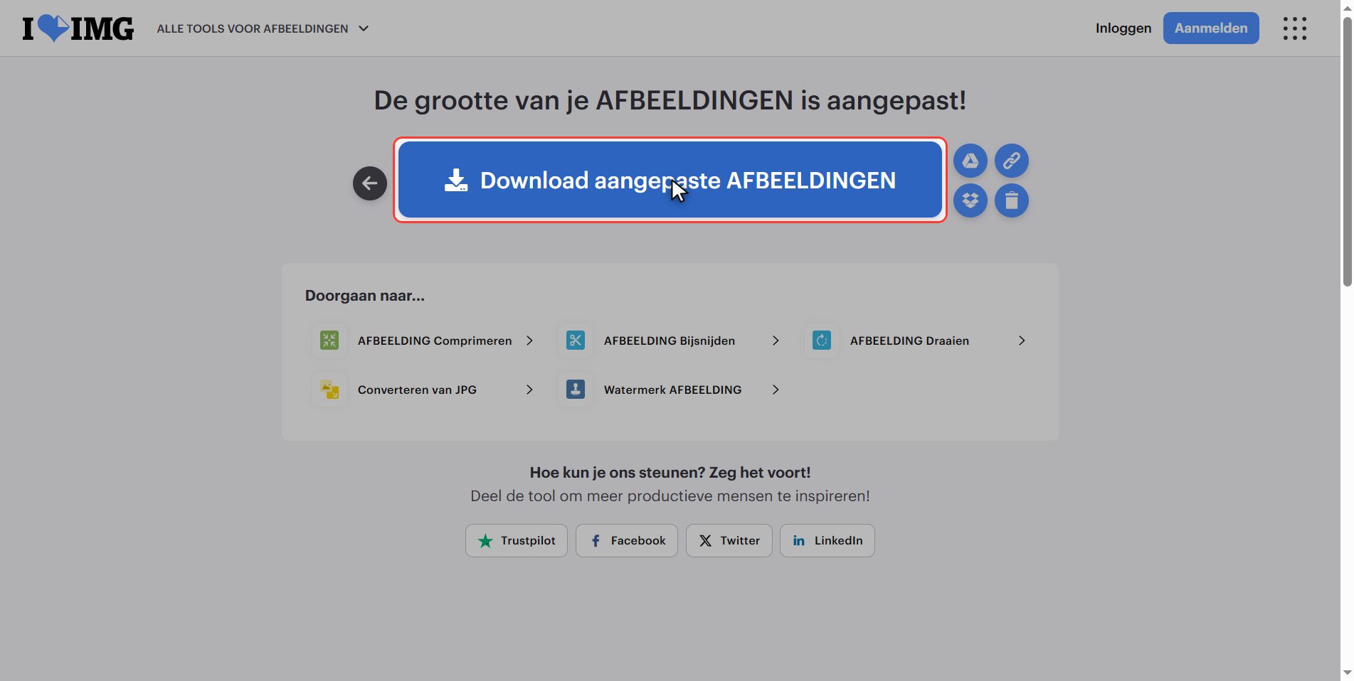 Download hem — De grootte van een afbeelding aanpassen