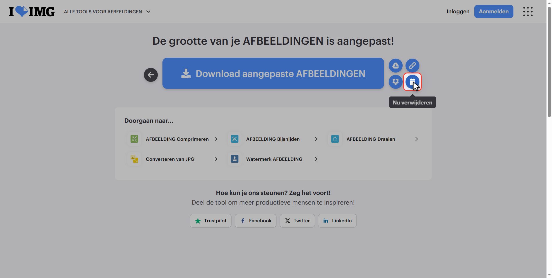 Wat er met je bestanden gebeurt — De grootte van een afbeelding aanpassen