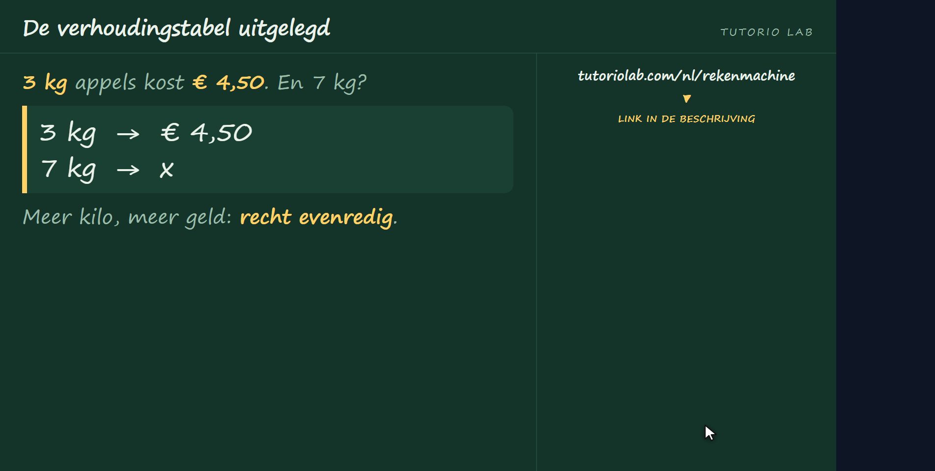 Een recht evenredig voorbeeld — De verhoudingstabel uitgelegd